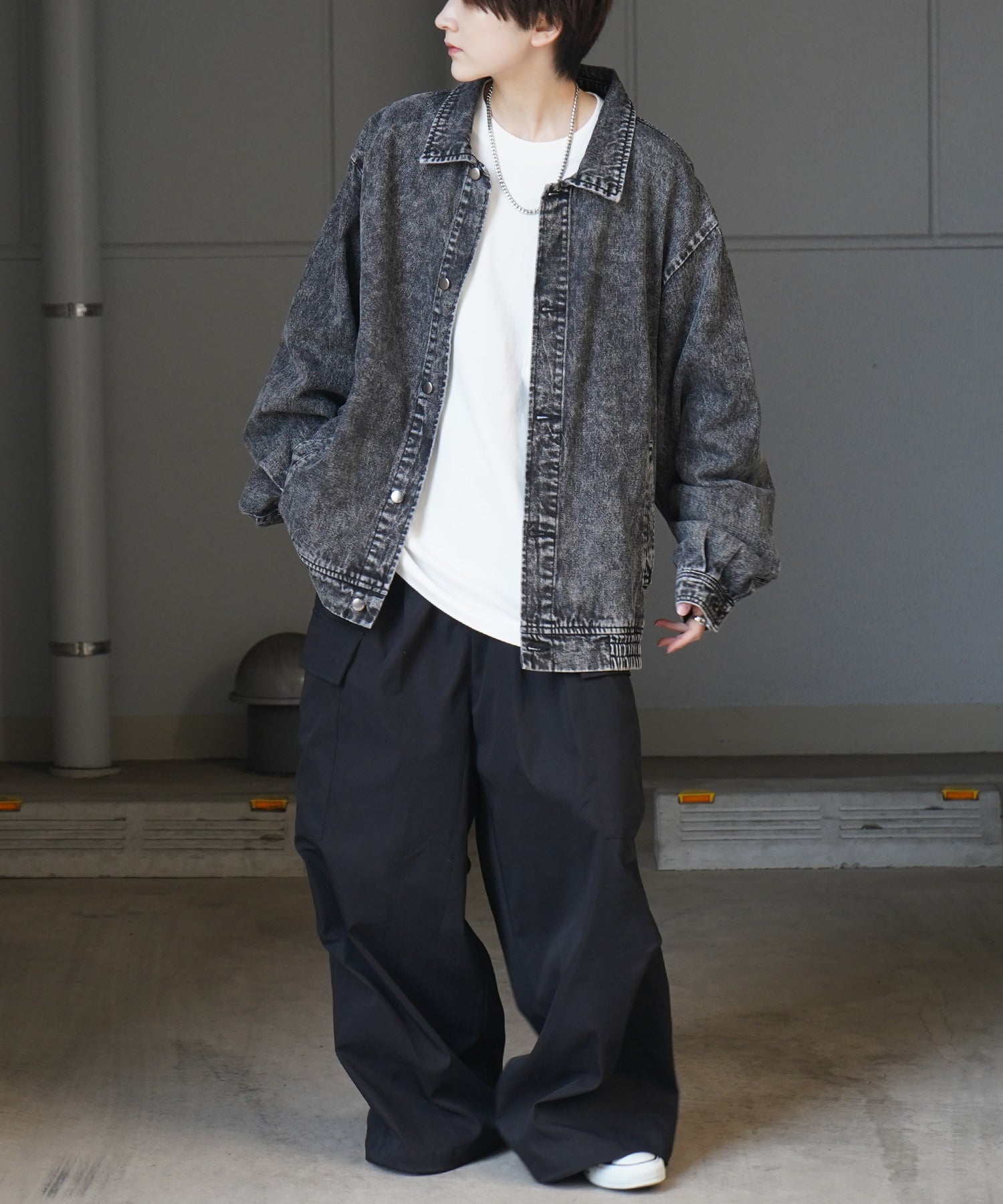 【新色追加】ビッグシルエット ヴィンテージライク ケミカルウォッシュ加工  ブルゾン デニムジャケット