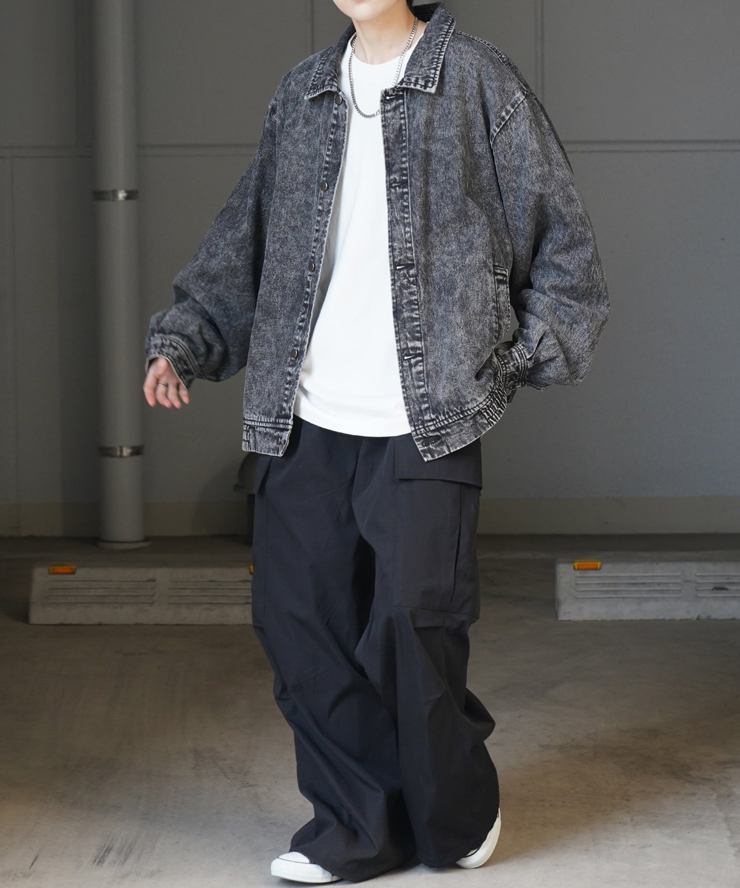 【新色追加】ビッグシルエット ヴィンテージライク ケミカルウォッシュ加工  ブルゾン デニムジャケット