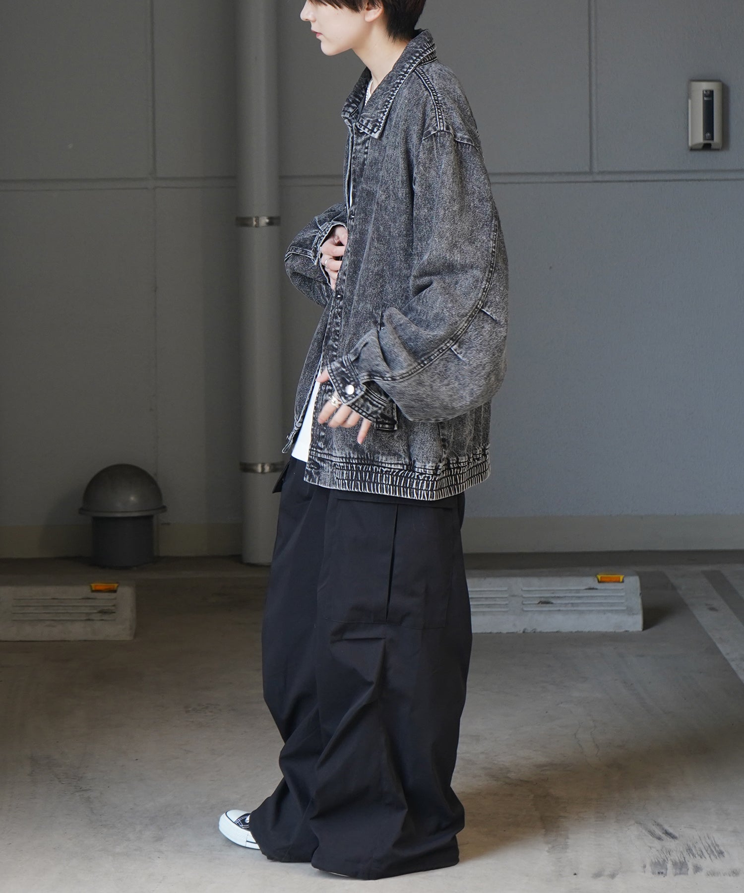 【新色追加】ビッグシルエット ヴィンテージライク ケミカルウォッシュ加工  ブルゾン デニムジャケット