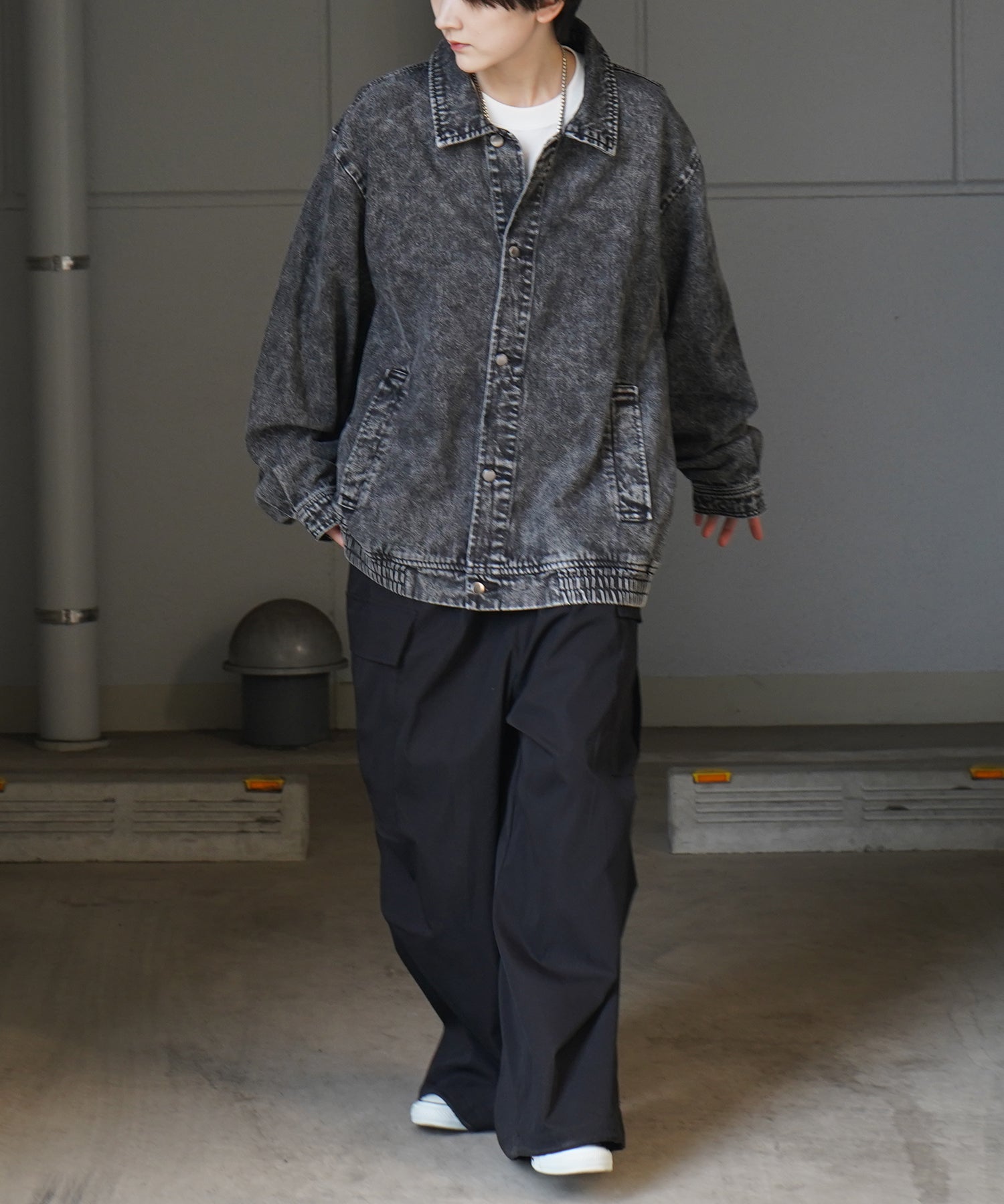 【新色追加】ビッグシルエット ヴィンテージライク ケミカルウォッシュ加工  ブルゾン デニムジャケット