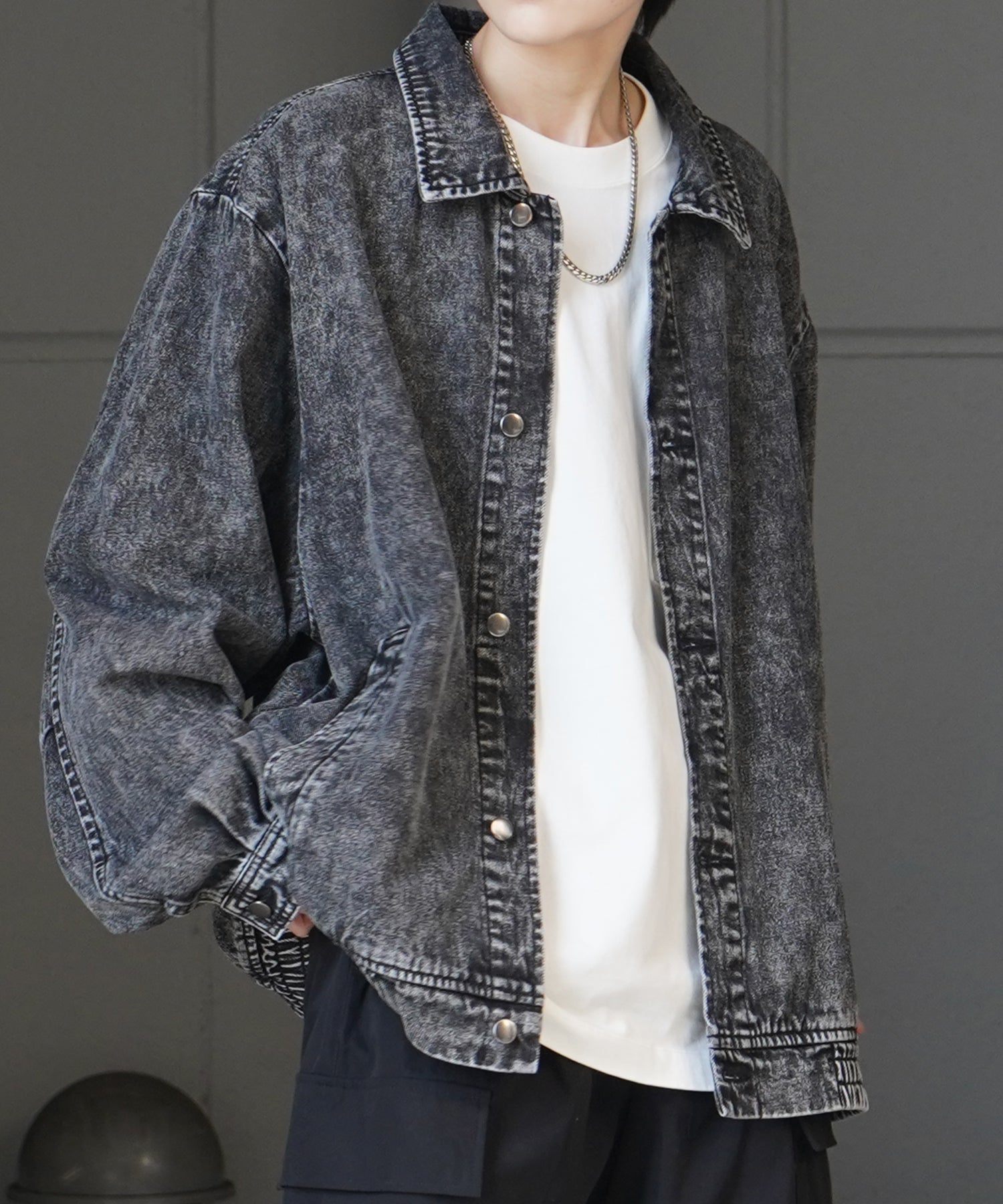 【新色追加】ビッグシルエット ヴィンテージライク ケミカルウォッシュ加工  ブルゾン デニムジャケット