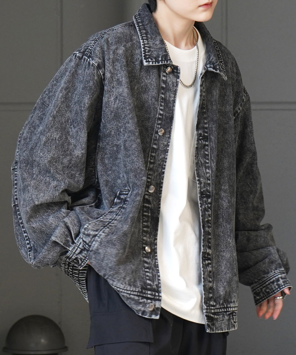 【新色追加】ビッグシルエット ヴィンテージライク ケミカルウォッシュ加工  ブルゾン デニムジャケット