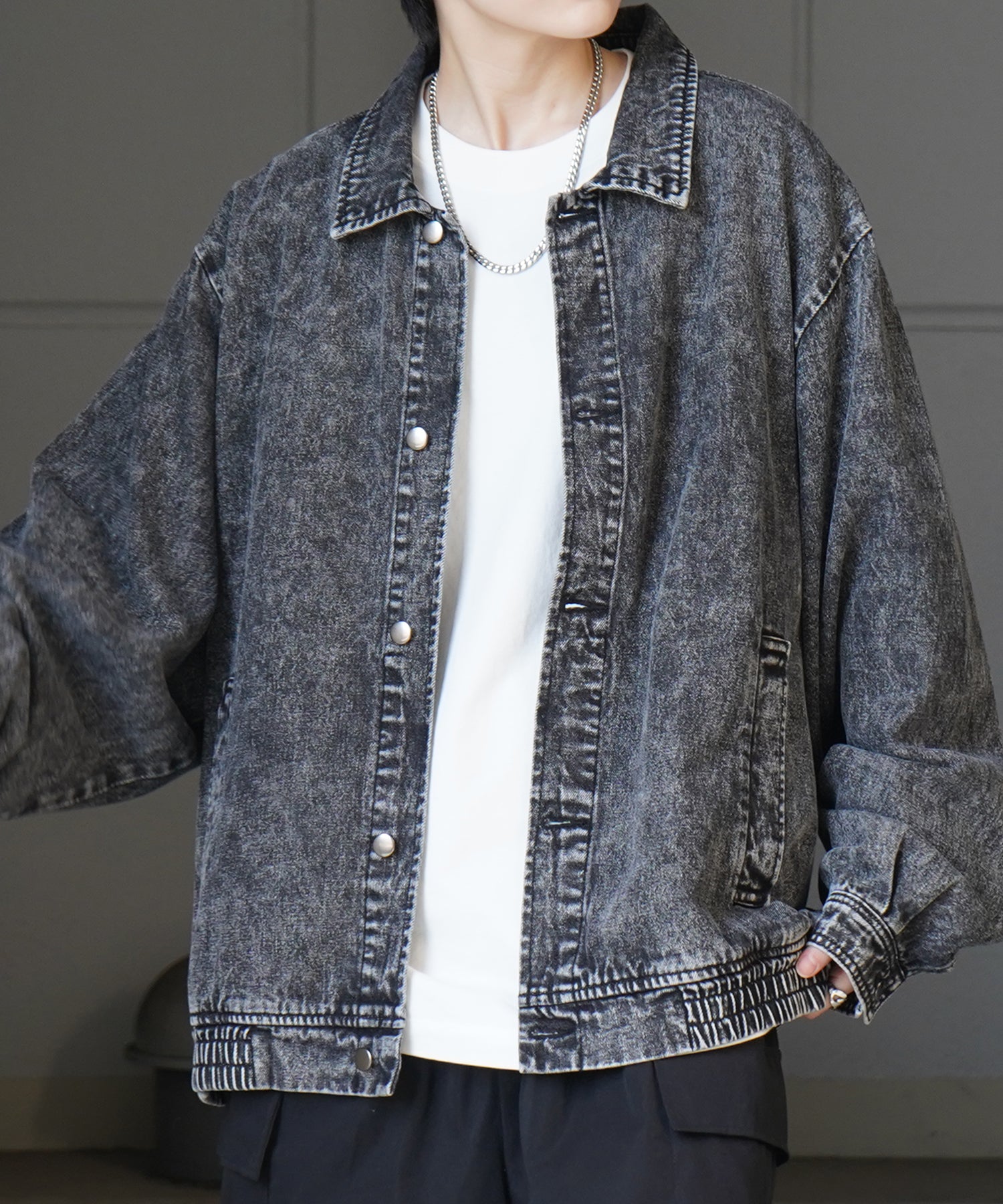 【新色追加】ビッグシルエット ヴィンテージライク ケミカルウォッシュ加工  ブルゾン デニムジャケット