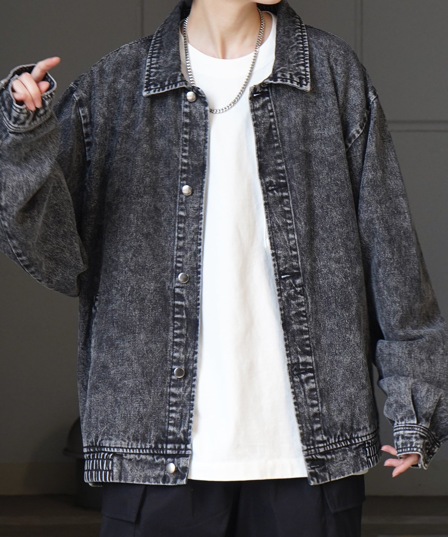 【新色追加】ビッグシルエット ヴィンテージライク ケミカルウォッシュ加工  ブルゾン デニムジャケット