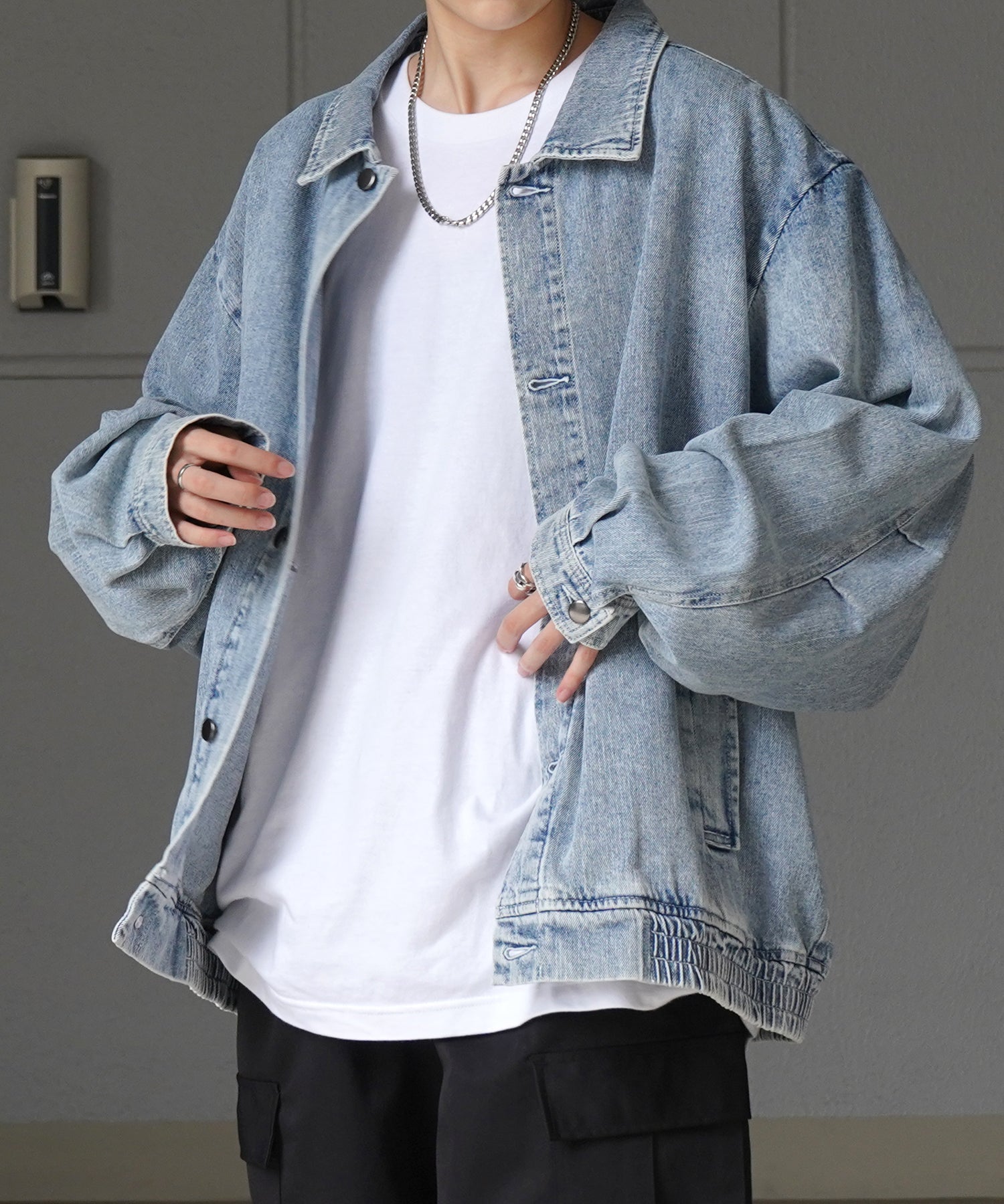 【新色追加】ビッグシルエット ヴィンテージライク ケミカルウォッシュ加工  ブルゾン デニムジャケット