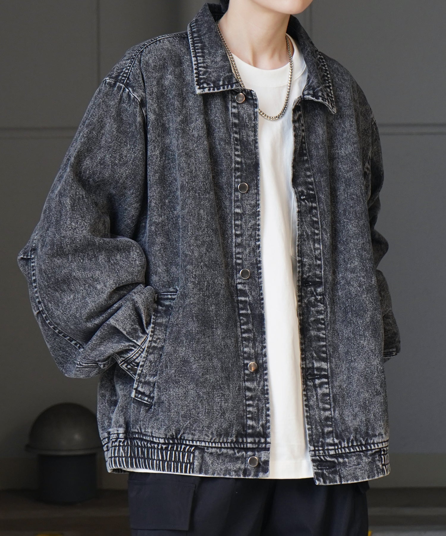 【新色追加】ビッグシルエット ヴィンテージライク ケミカルウォッシュ加工  ブルゾン デニムジャケット