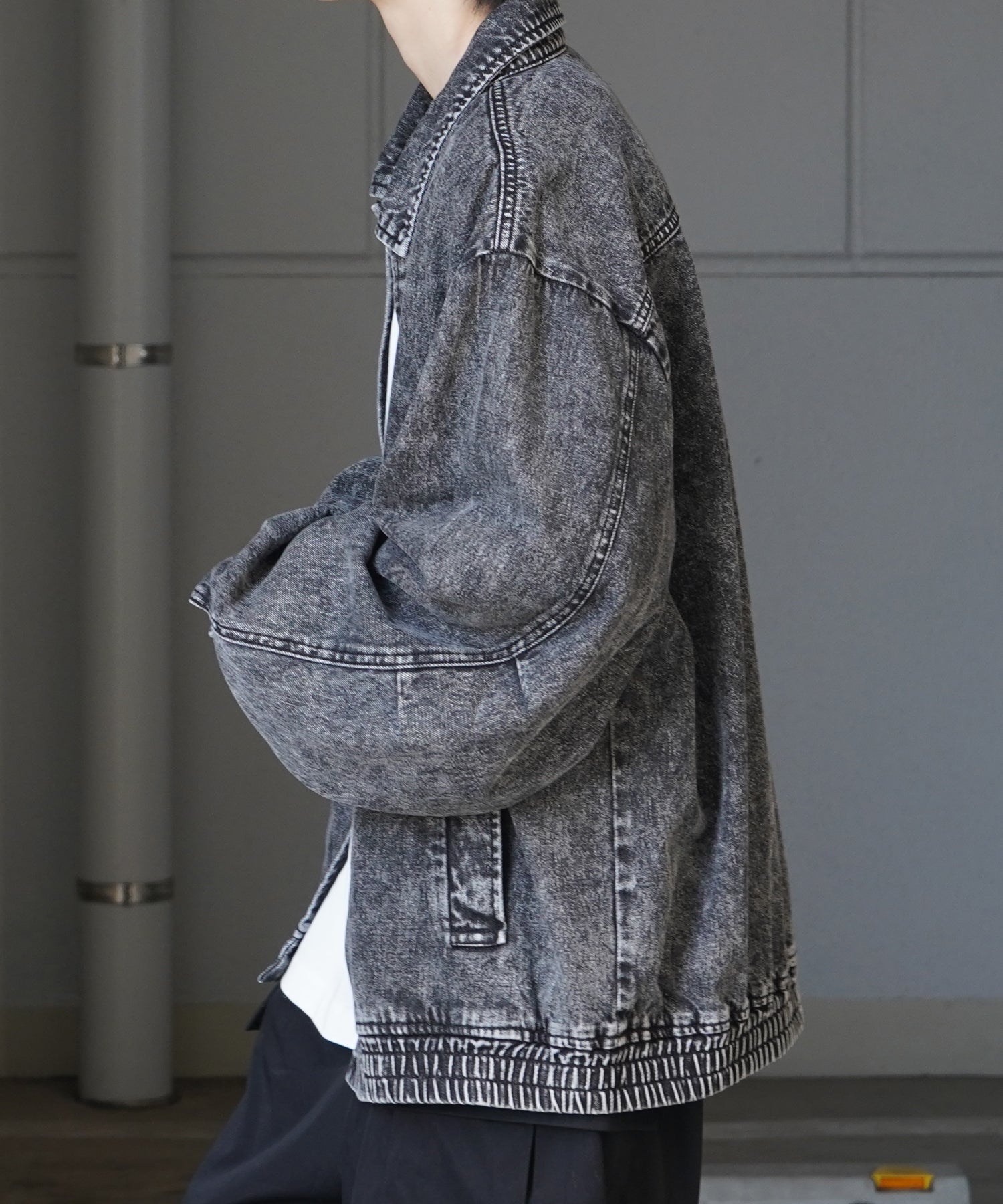 【新色追加】ビッグシルエット ヴィンテージライク ケミカルウォッシュ加工  ブルゾン デニムジャケット