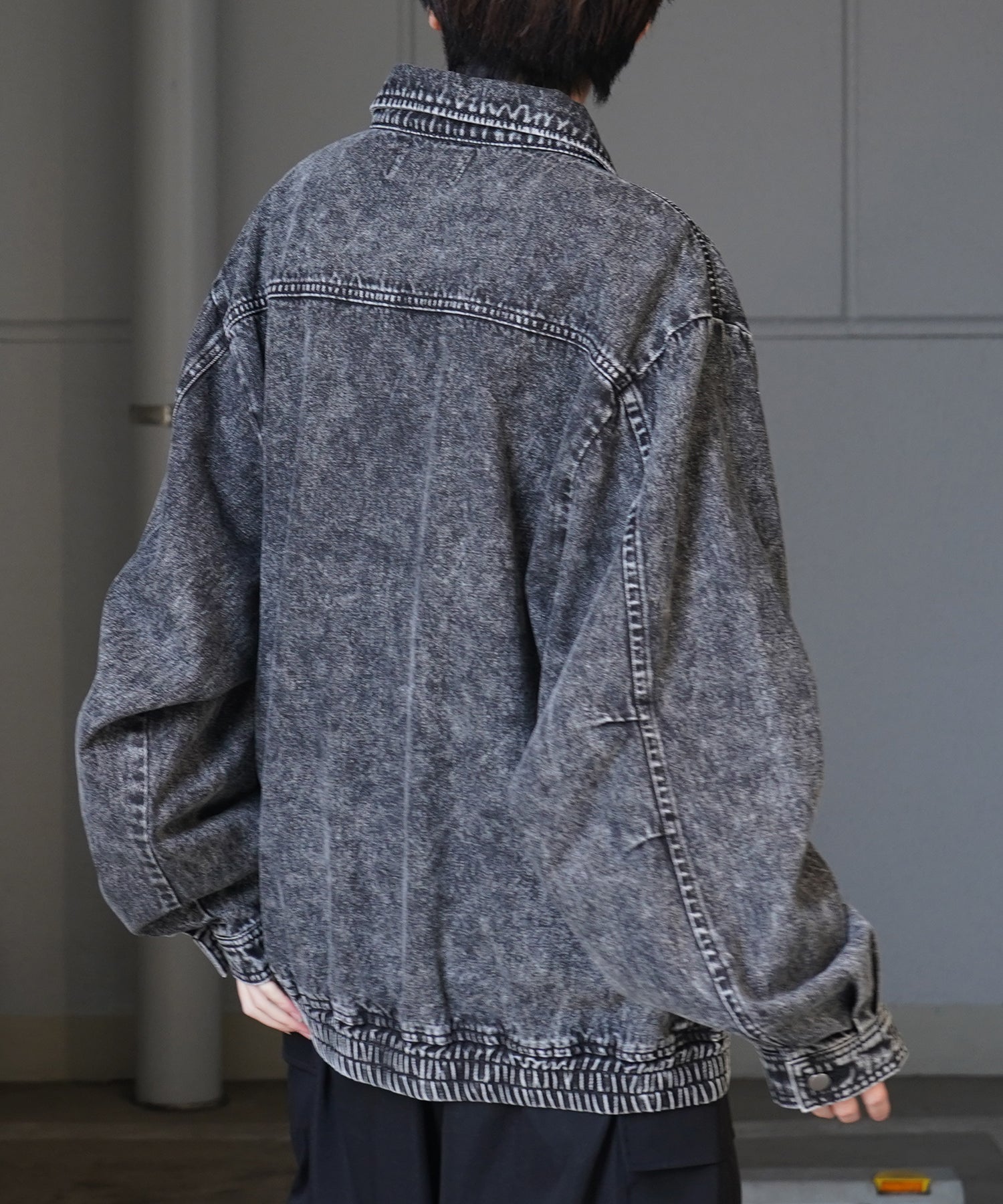 【新色追加】ビッグシルエット ヴィンテージライク ケミカルウォッシュ加工  ブルゾン デニムジャケット