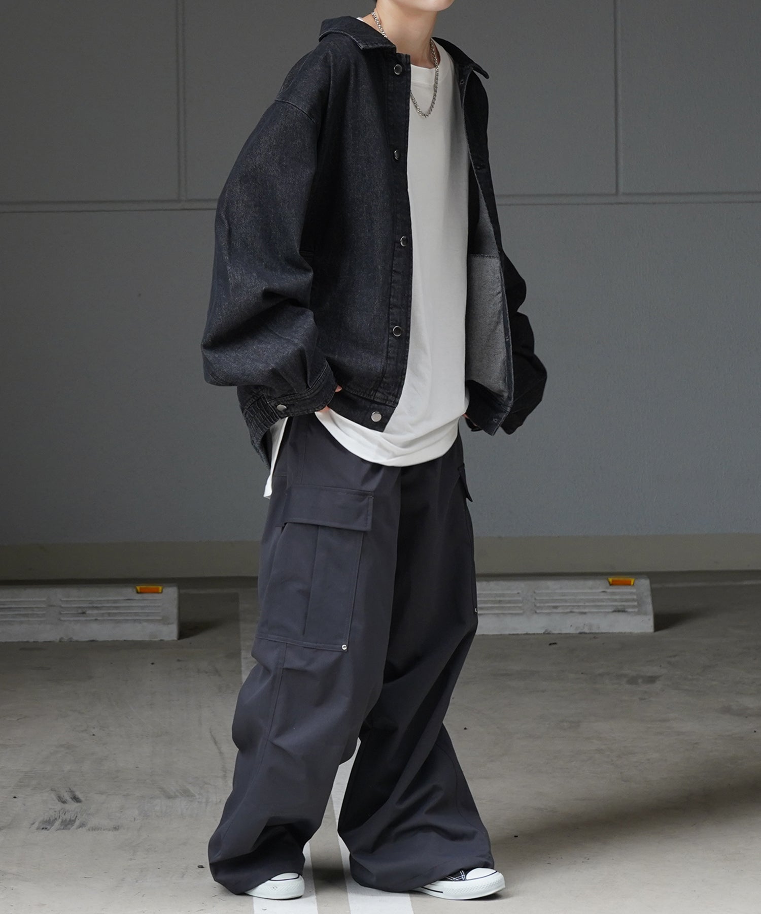 【新色追加】ビッグシルエット ヴィンテージライク ケミカルウォッシュ加工  ブルゾン デニムジャケット