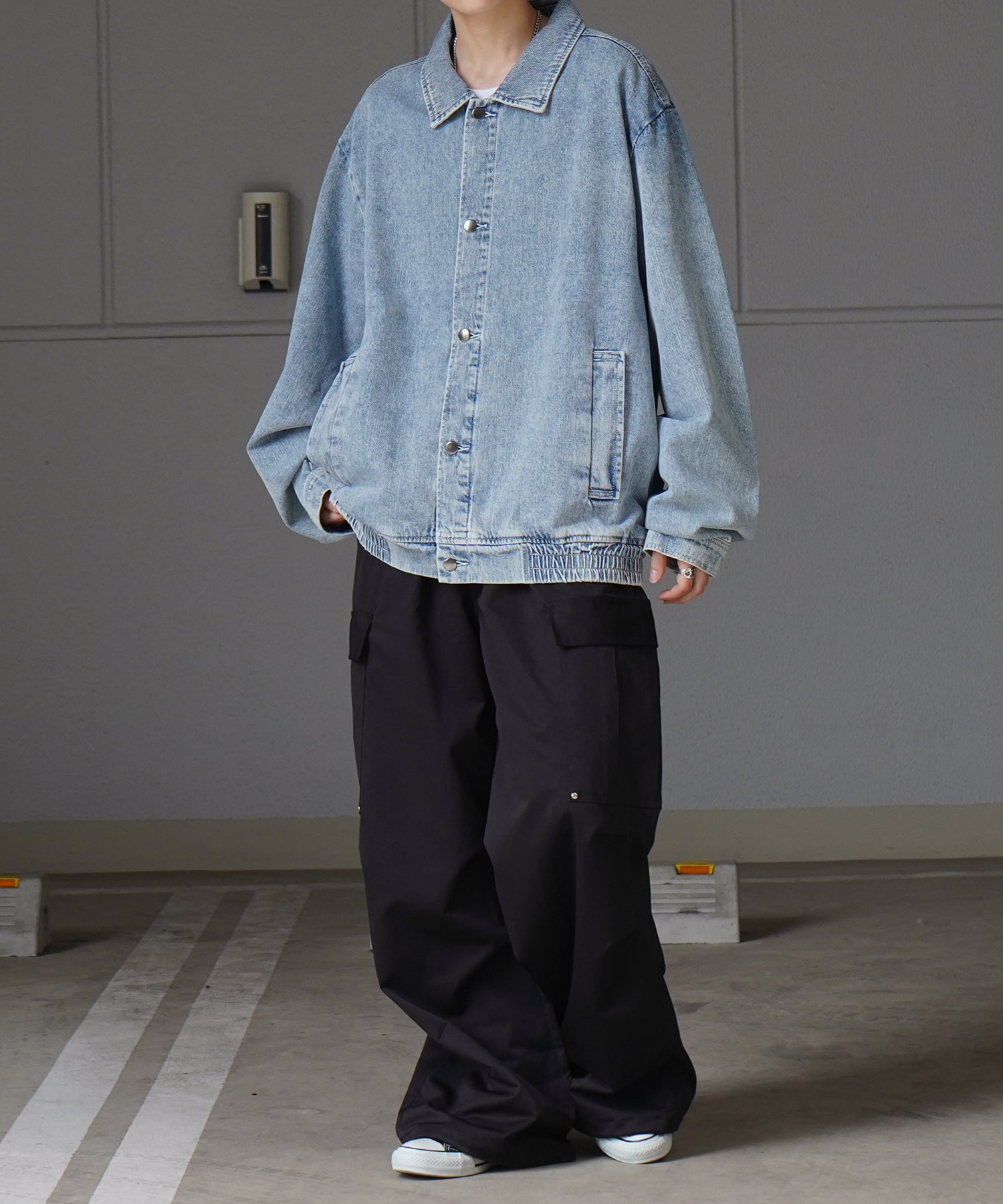 【新色追加】ビッグシルエット ヴィンテージライク ケミカルウォッシュ加工  ブルゾン デニムジャケット