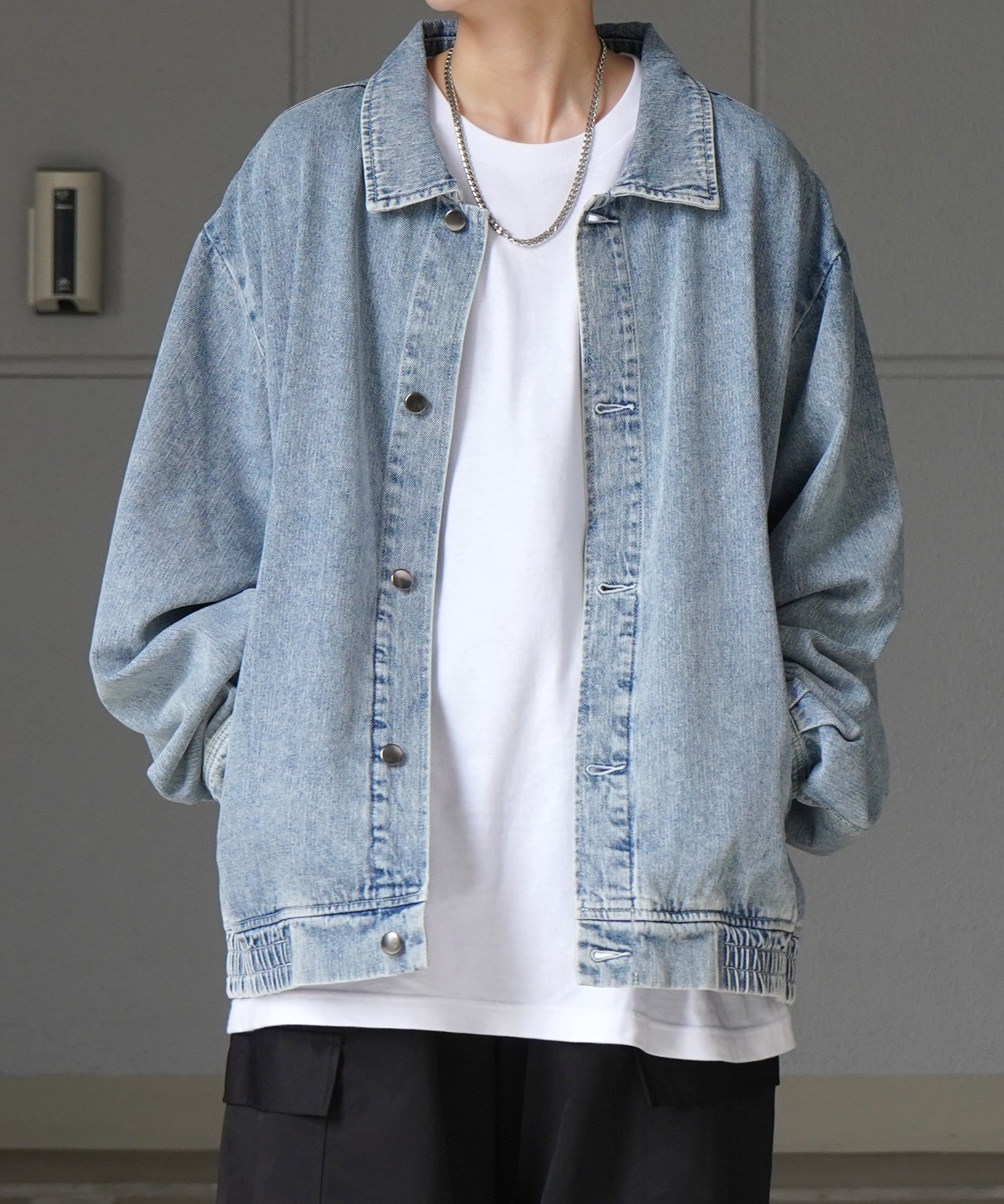 【新色追加】ビッグシルエット ヴィンテージライク ケミカルウォッシュ加工  ブルゾン デニムジャケット