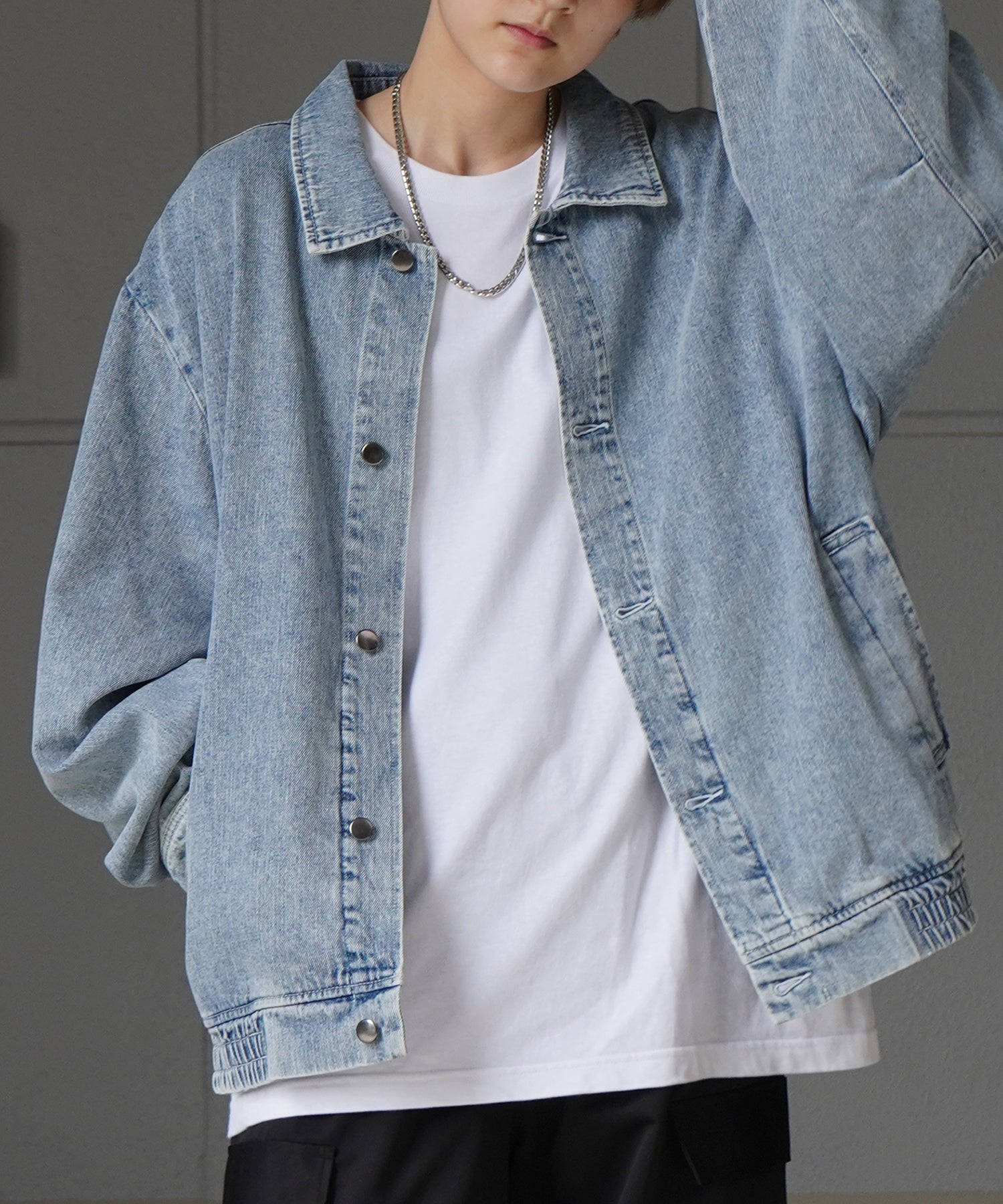 【新色追加】ビッグシルエット ヴィンテージライク ケミカルウォッシュ加工  ブルゾン デニムジャケット