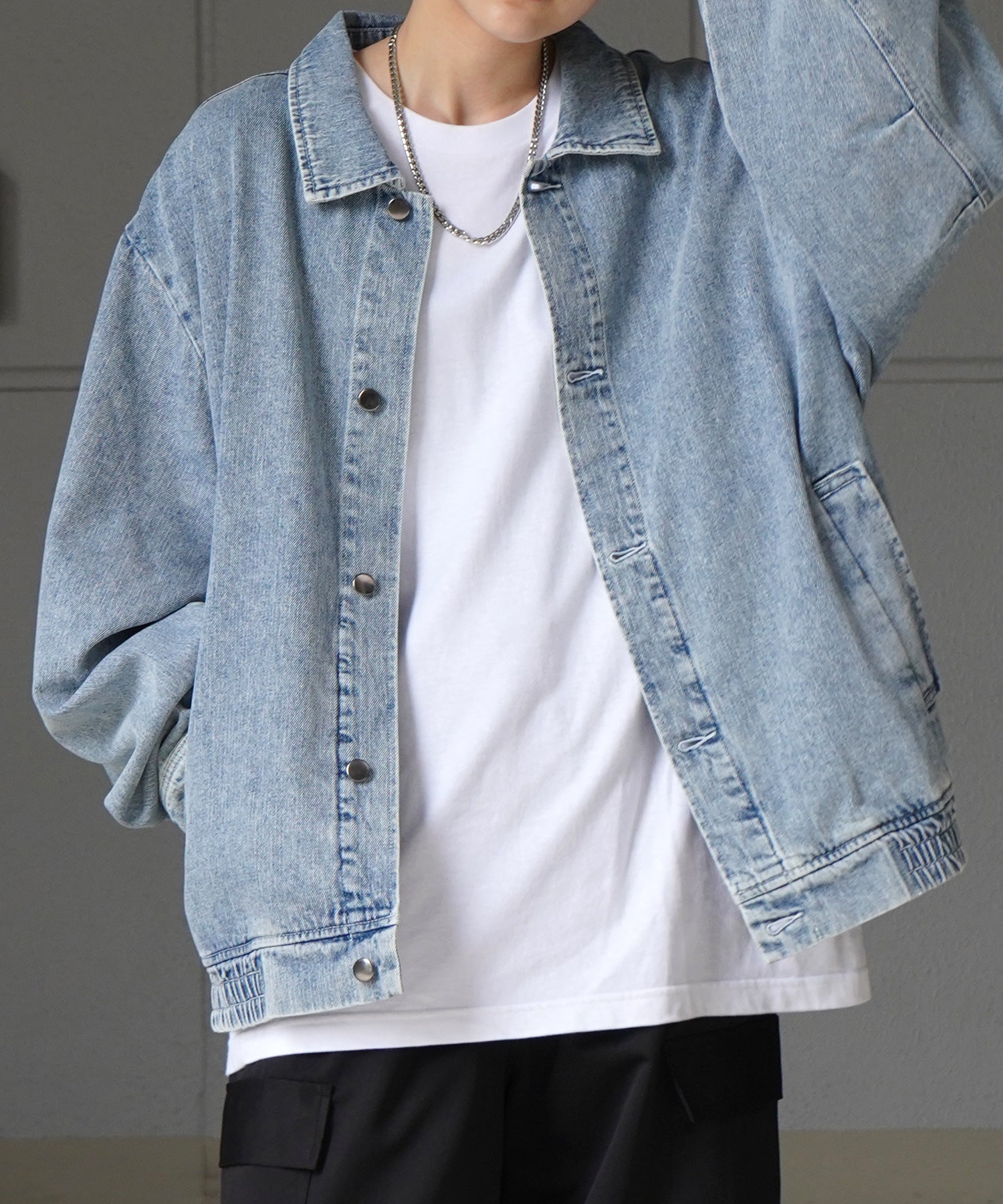 【新色追加】ビッグシルエット ヴィンテージライク ケミカルウォッシュ加工  ブルゾン デニムジャケット