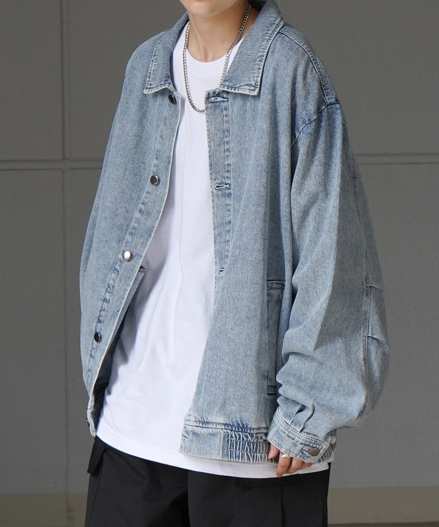 【新色追加】ビッグシルエット ヴィンテージライク ケミカルウォッシュ加工  ブルゾン デニムジャケット