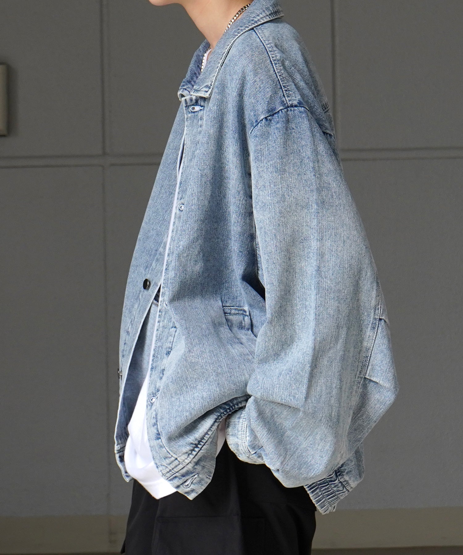【新色追加】ビッグシルエット ヴィンテージライク ケミカルウォッシュ加工  ブルゾン デニムジャケット