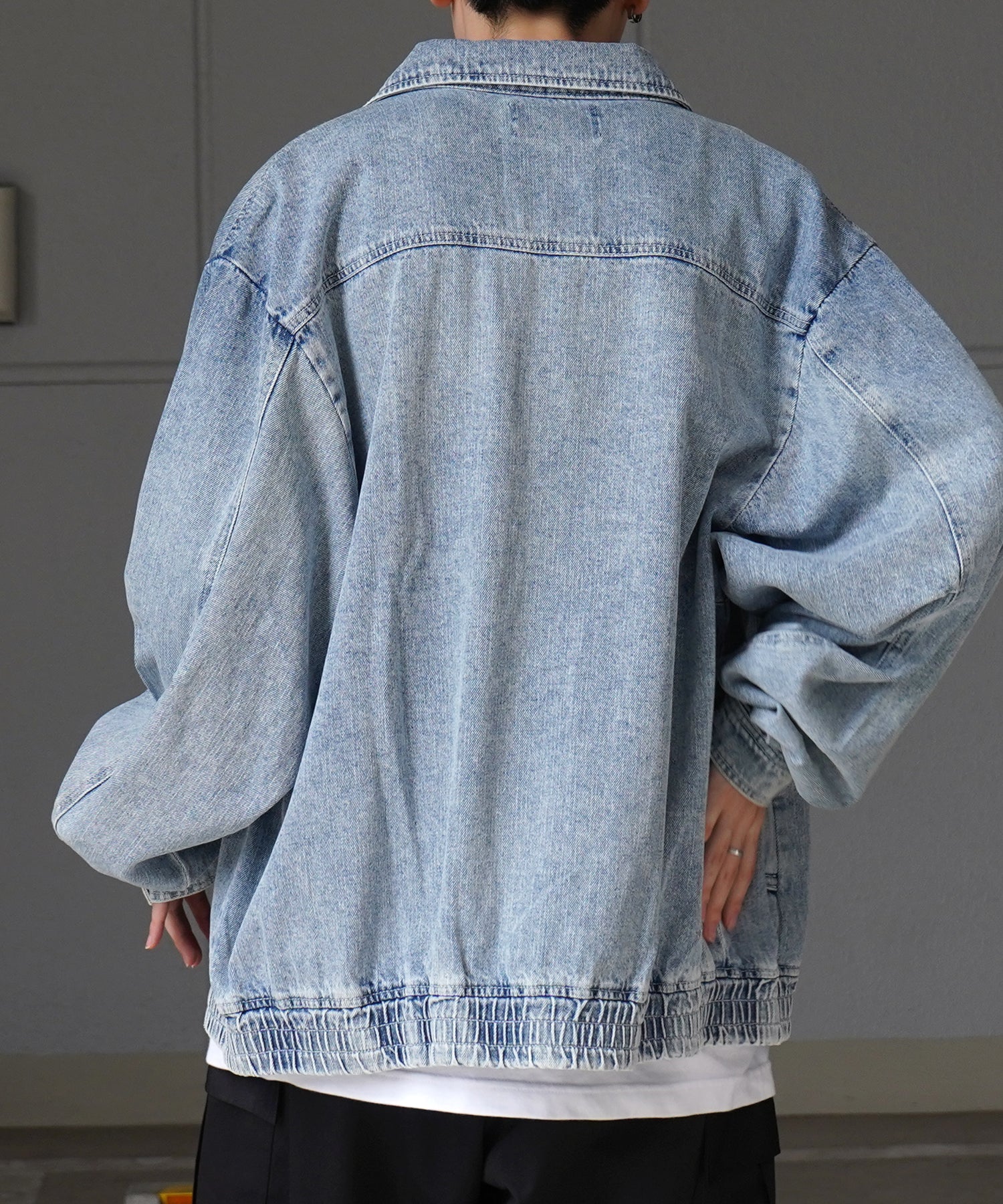 【新色追加】ビッグシルエット ヴィンテージライク ケミカルウォッシュ加工  ブルゾン デニムジャケット