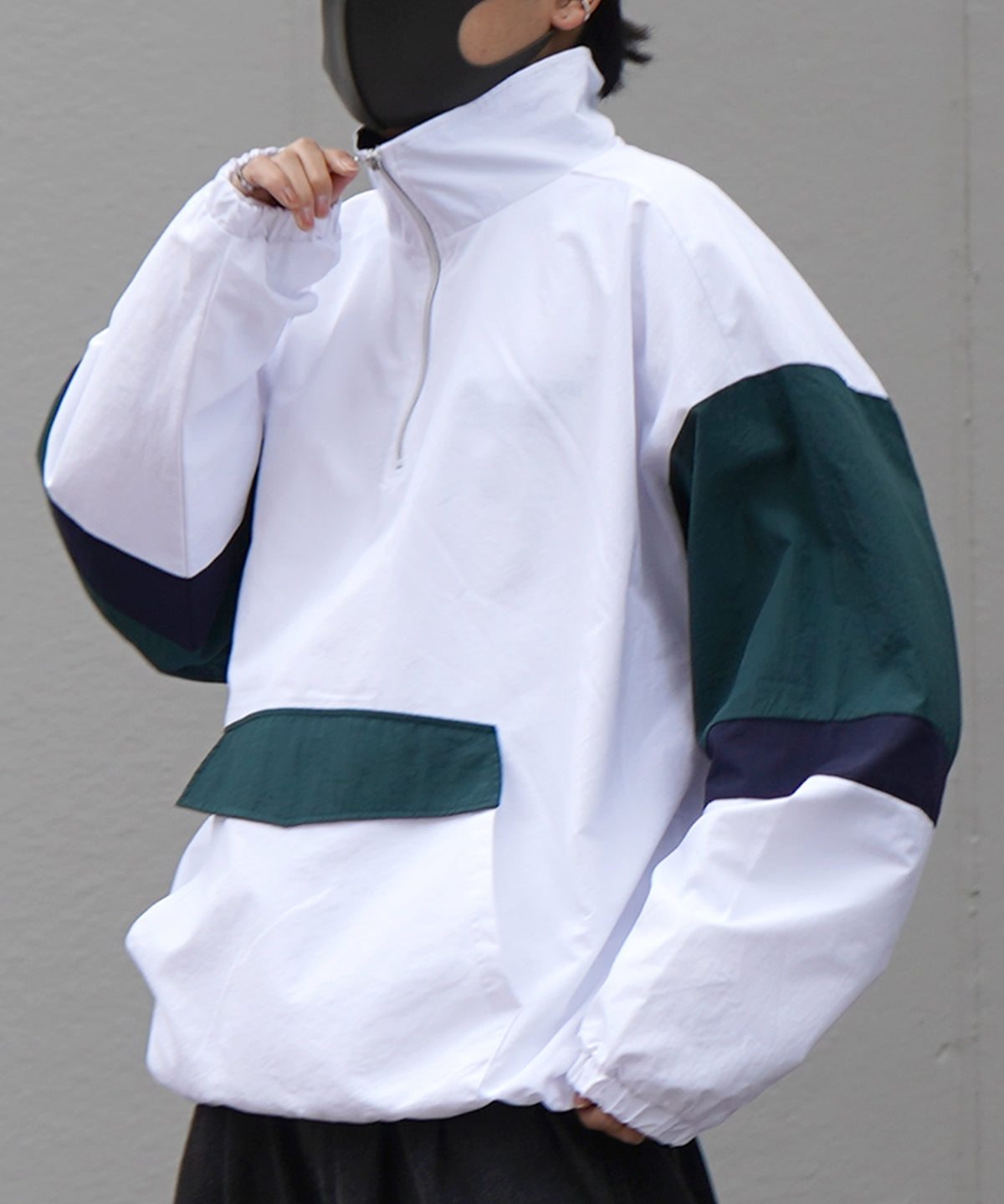 ビッグシルエット トラックジャケット ナイロンブルゾン ハーフジップアノラックプルオーバー