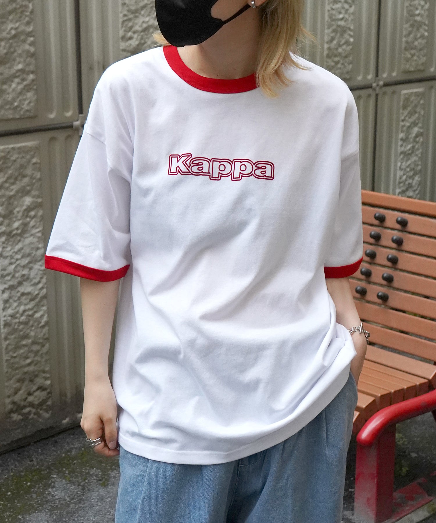 【Kappa】25SS別注 WEB限定 ブランドロゴプリント ビッグシルエット 半袖リンガーTシャツ