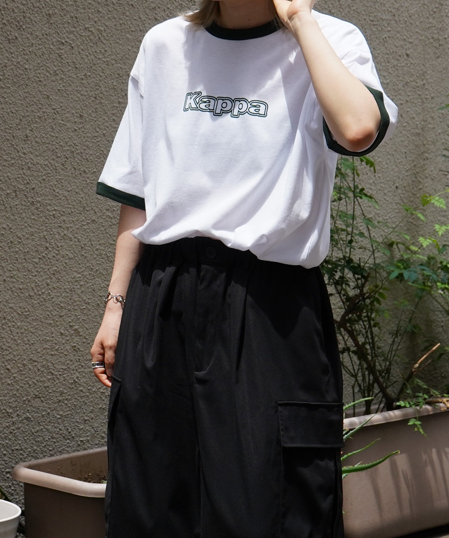 【Kappa】25SS別注 WEB限定 ブランドロゴプリント ビッグシルエット 半袖リンガーTシャツ