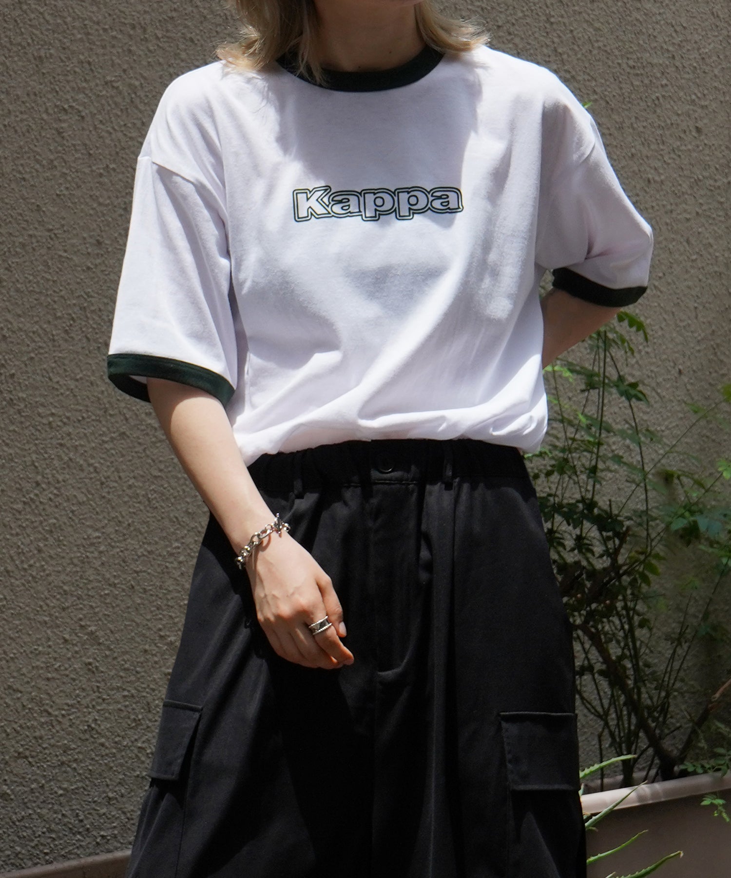 【Kappa】25SS別注 WEB限定 ブランドロゴプリント ビッグシルエット 半袖リンガーTシャツ