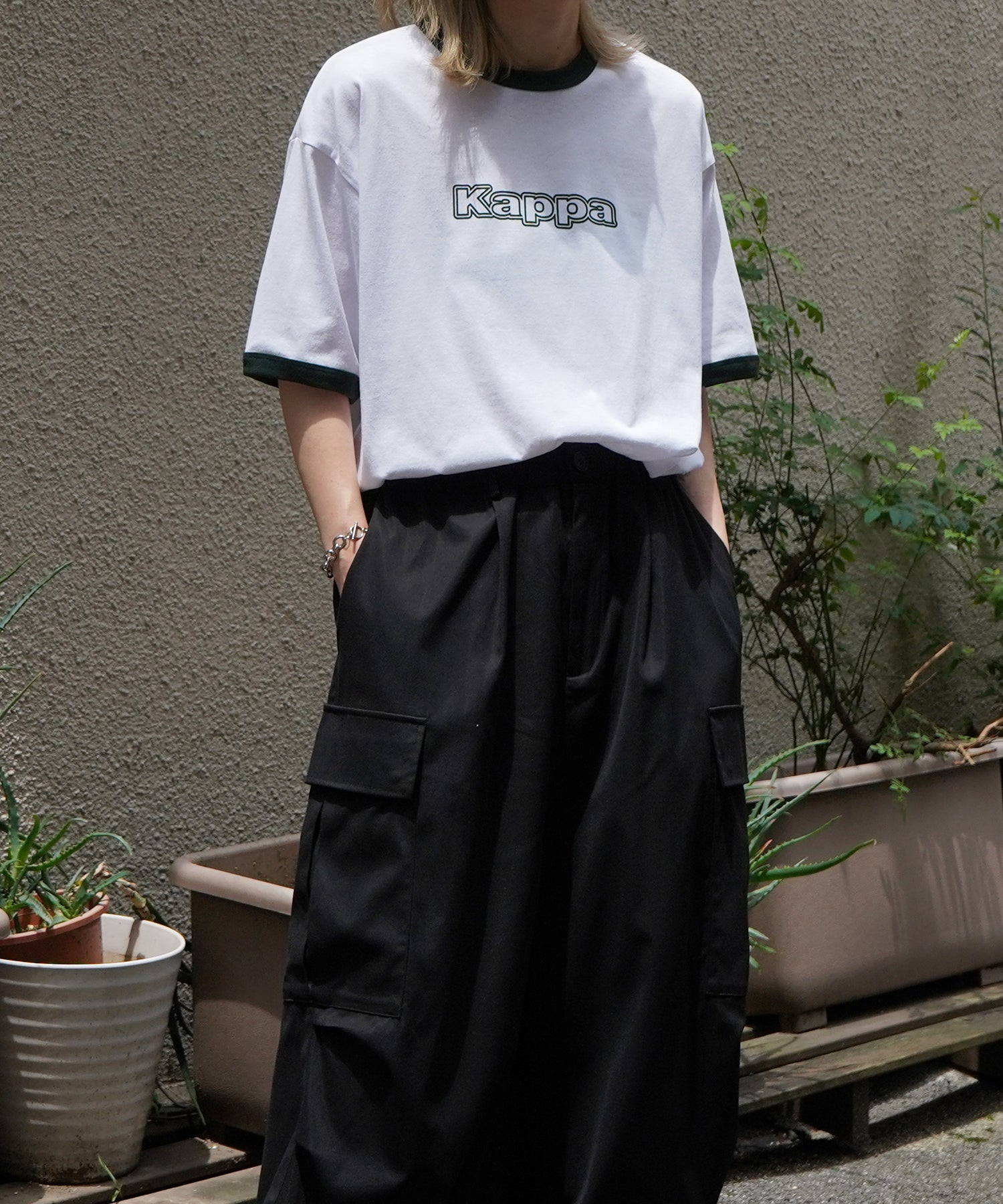 【Kappa】25SS別注 WEB限定 ブランドロゴプリント ビッグシルエット 半袖リンガーTシャツ