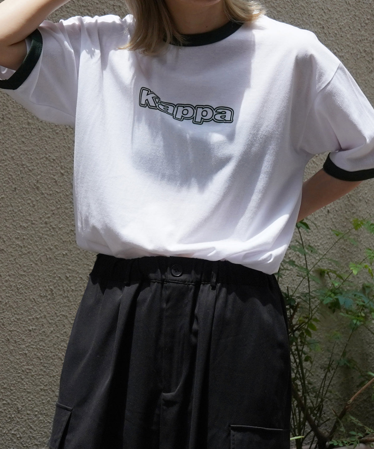 【Kappa】25SS別注 WEB限定 ブランドロゴプリント ビッグシルエット 半袖リンガーTシャツ