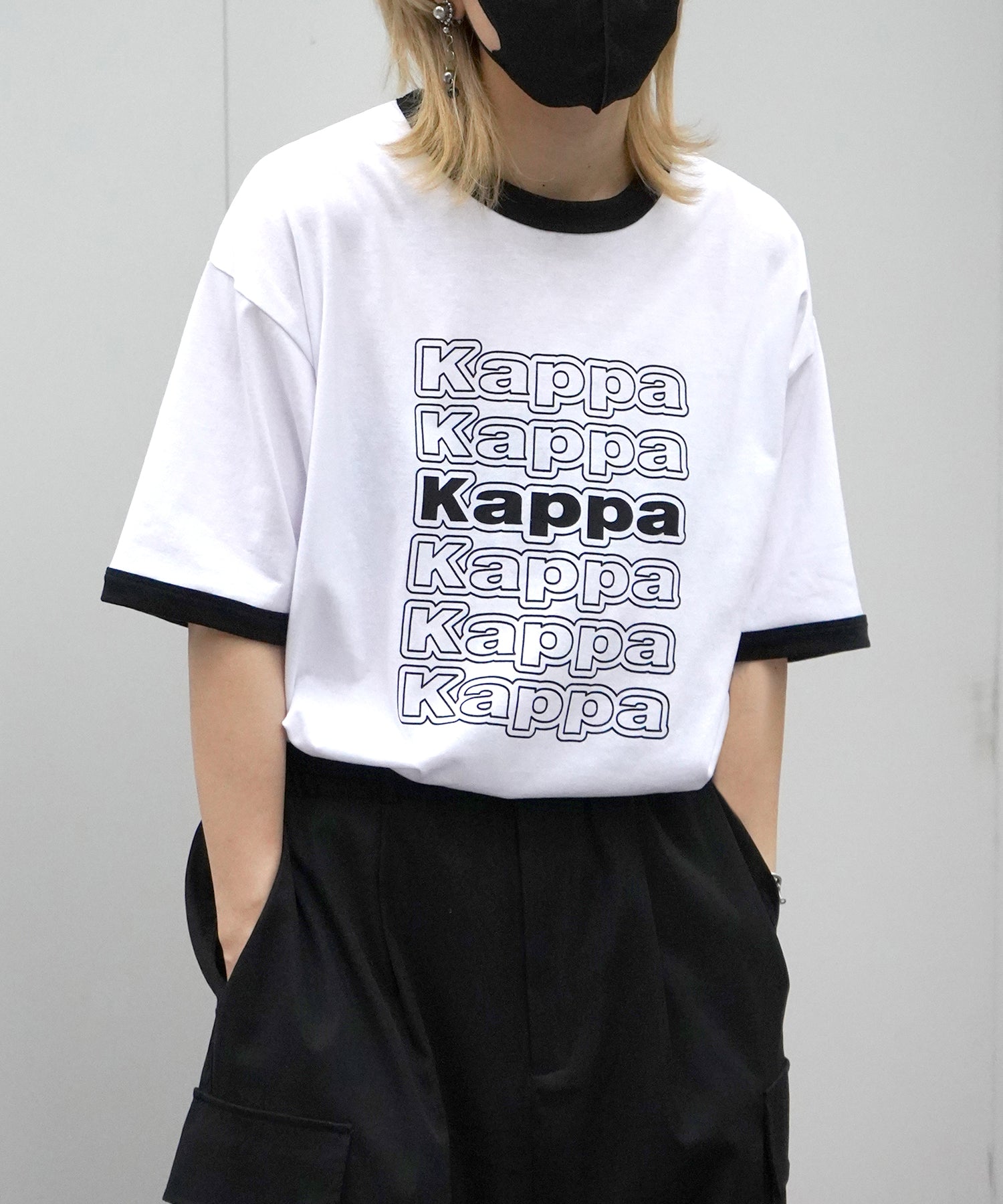 【Kappa】25SS別注 WEB限定 ブランドロゴプリント ビッグシルエット 半袖リンガーTシャツ