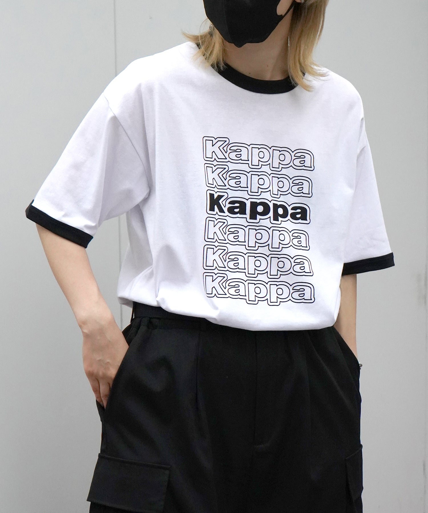 【Kappa】25SS別注 WEB限定 ブランドロゴプリント ビッグシルエット 半袖リンガーTシャツ