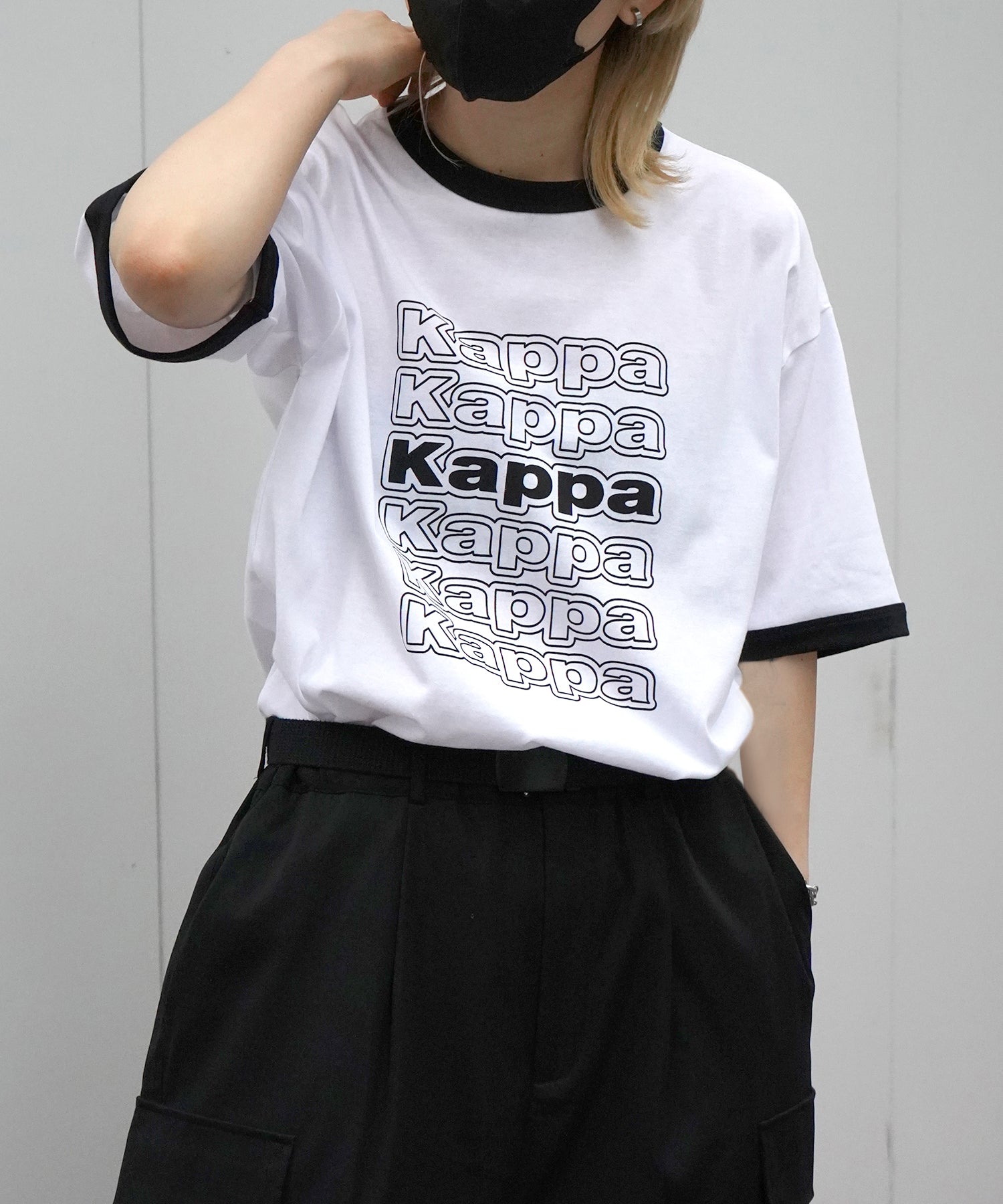 【Kappa】25SS別注 WEB限定 ブランドロゴプリント ビッグシルエット 半袖リンガーTシャツ