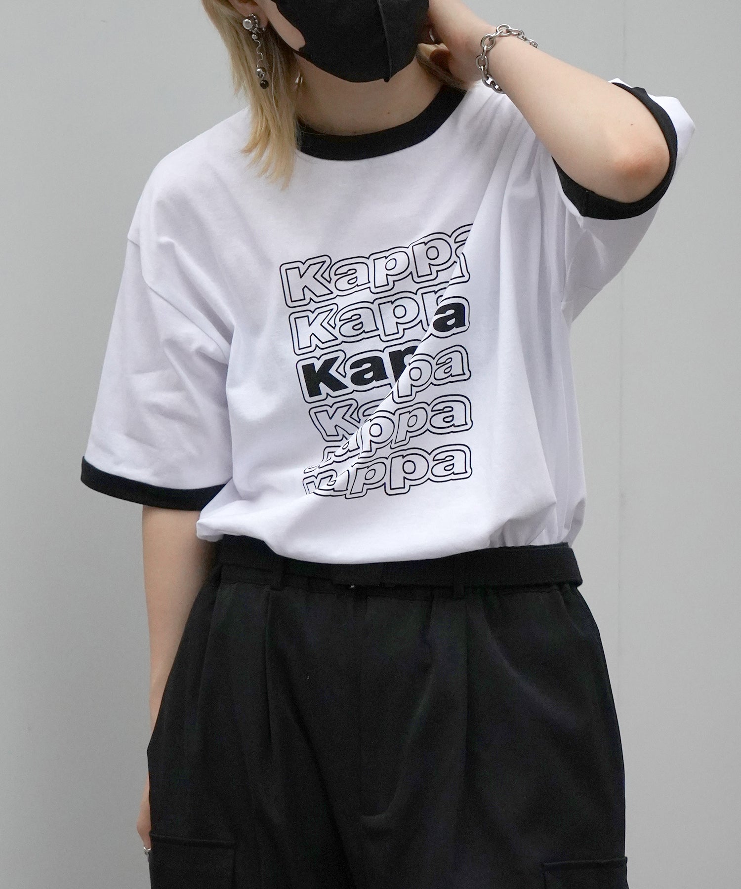 【Kappa】25SS別注 WEB限定 ブランドロゴプリント ビッグシルエット 半袖リンガーTシャツ