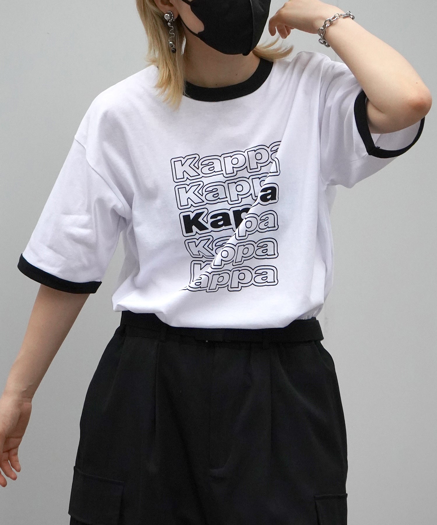 【Kappa】25SS別注 WEB限定 ブランドロゴプリント ビッグシルエット 半袖リンガーTシャツ