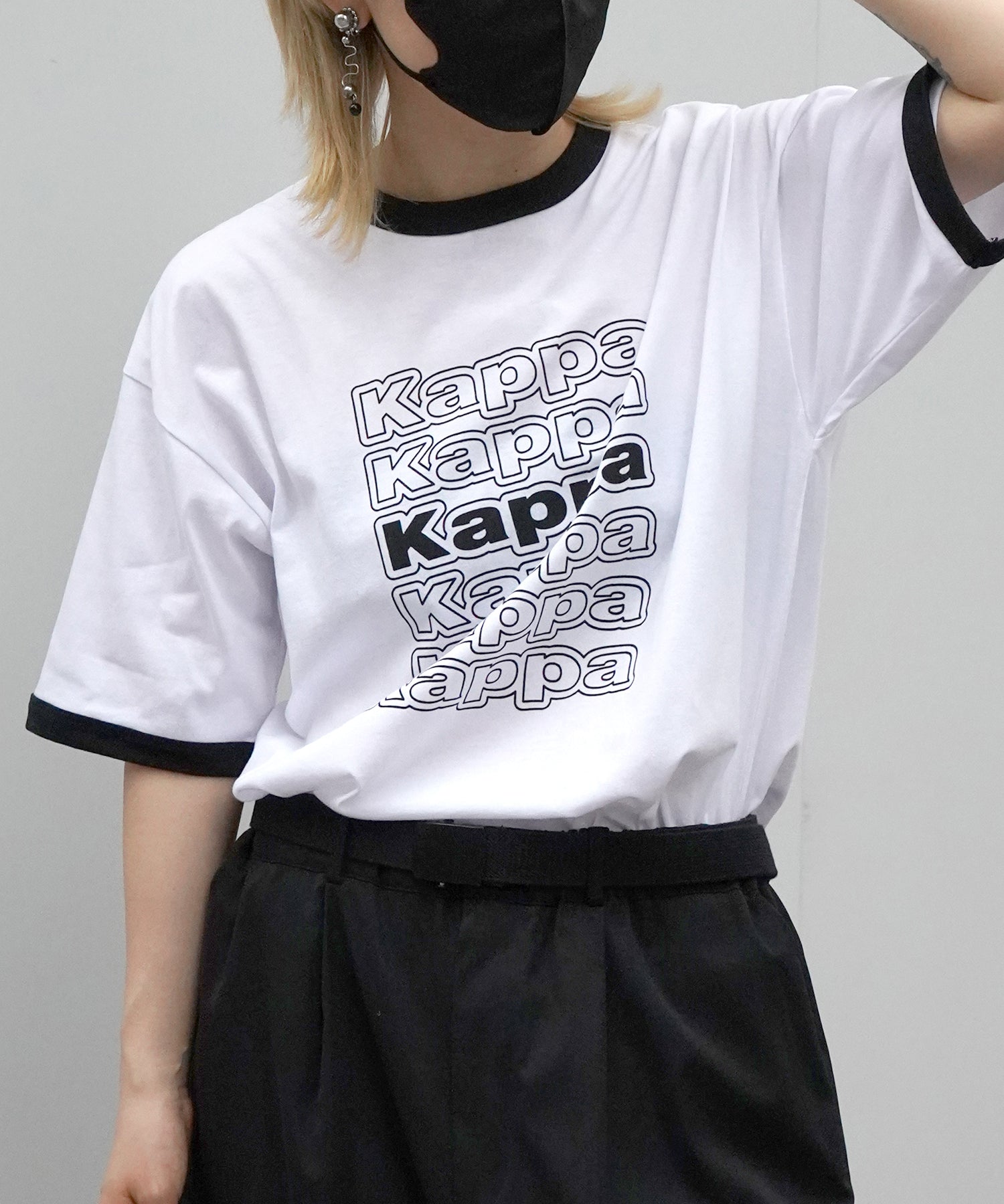 【Kappa】25SS別注 WEB限定 ブランドロゴプリント ビッグシルエット 半袖リンガーTシャツ
