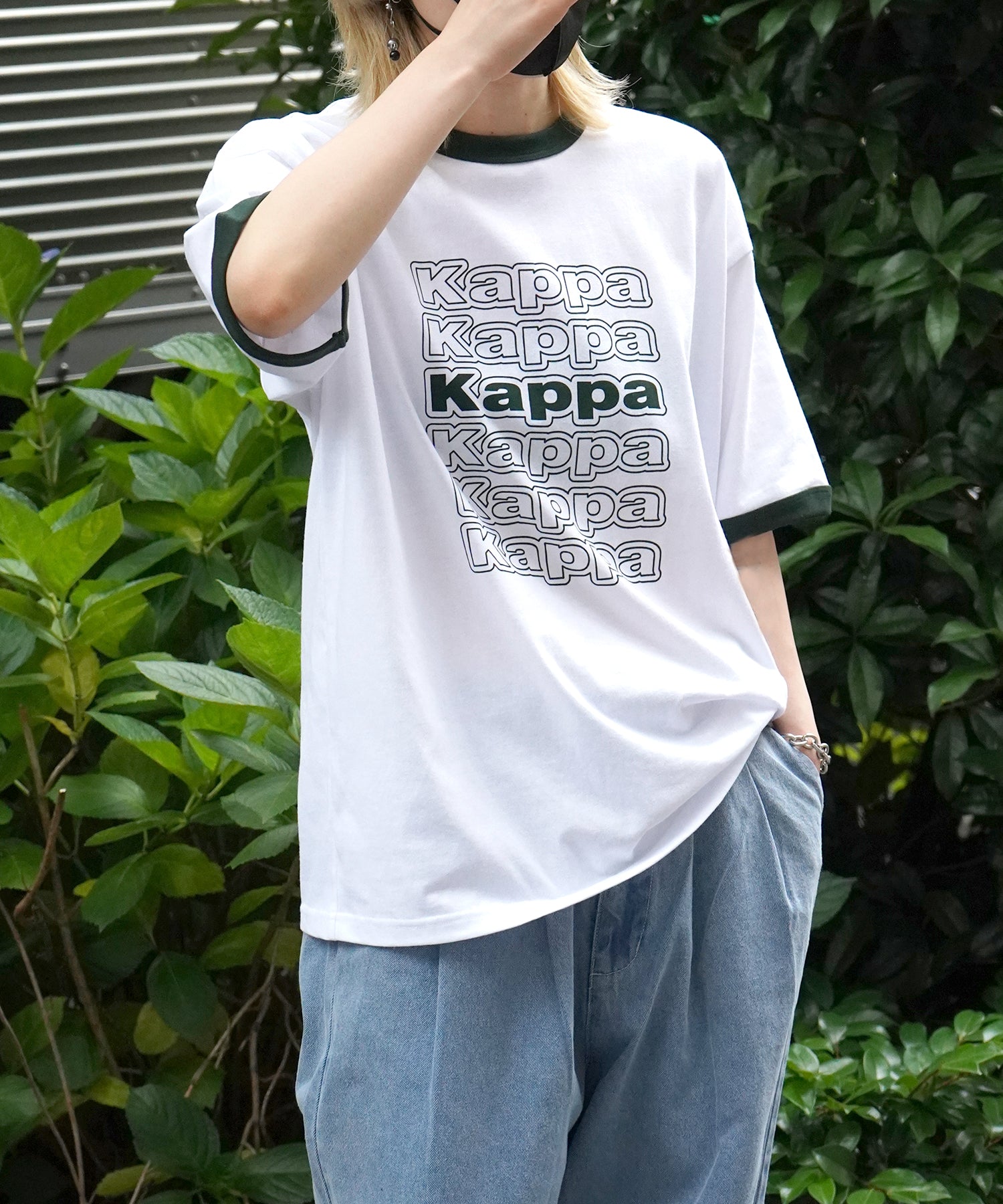 【Kappa】25SS別注 WEB限定 ブランドロゴプリント ビッグシルエット 半袖リンガーTシャツ
