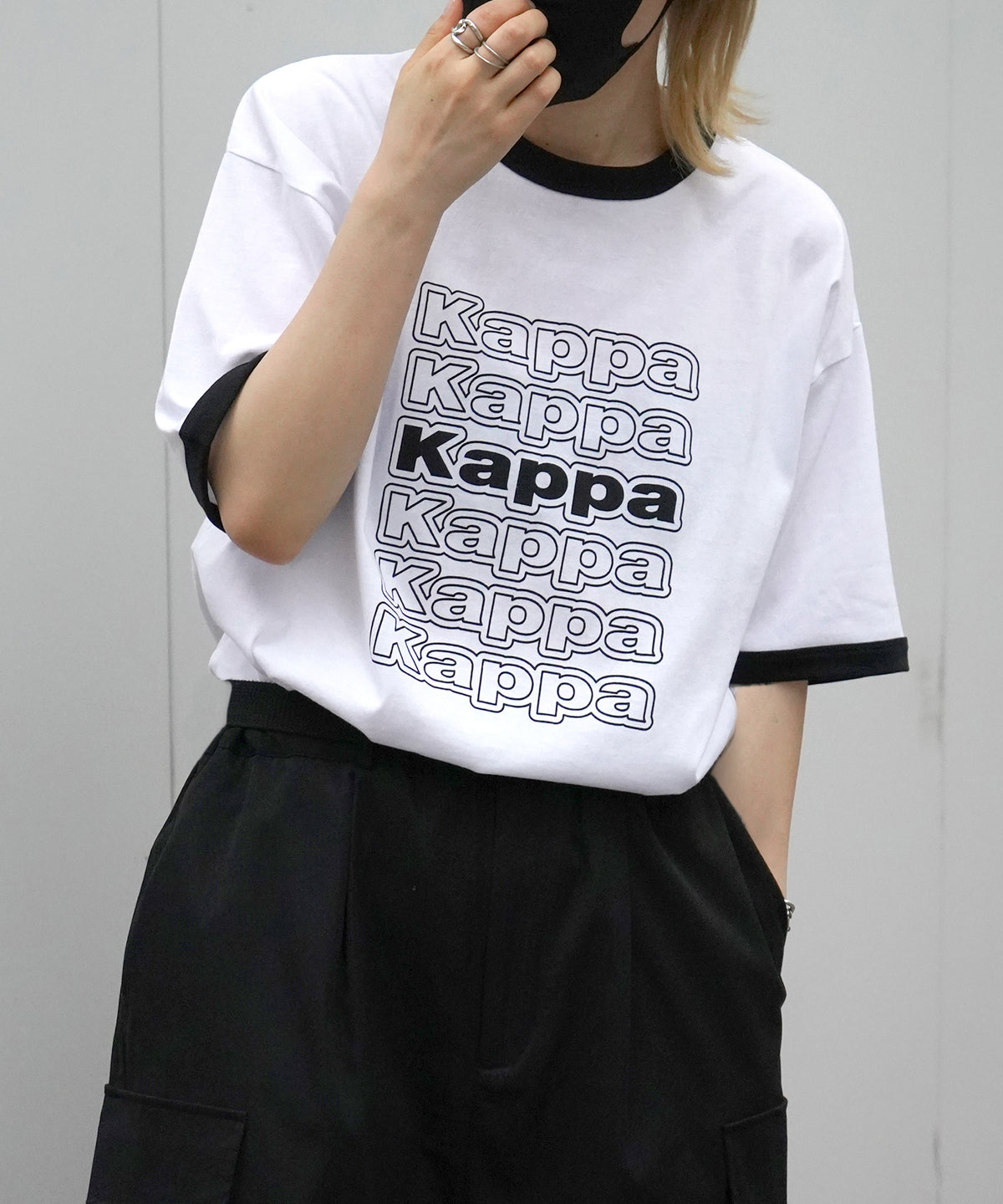 【Kappa】25SS別注 WEB限定 ブランドロゴプリント ビッグシルエット 半袖リンガーTシャツ
