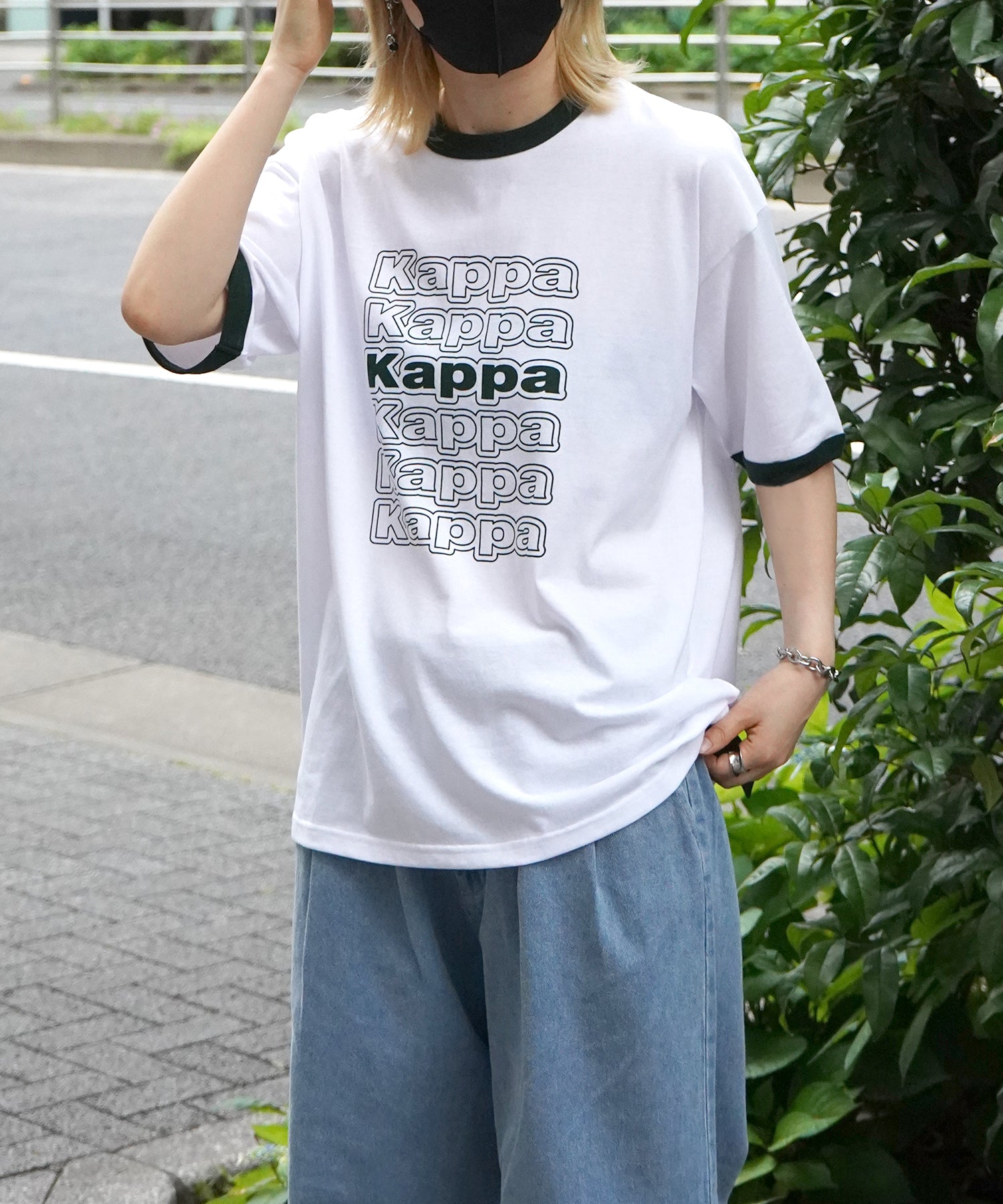 【Kappa】25SS別注 WEB限定 ブランドロゴプリント ビッグシルエット 半袖リンガーTシャツ