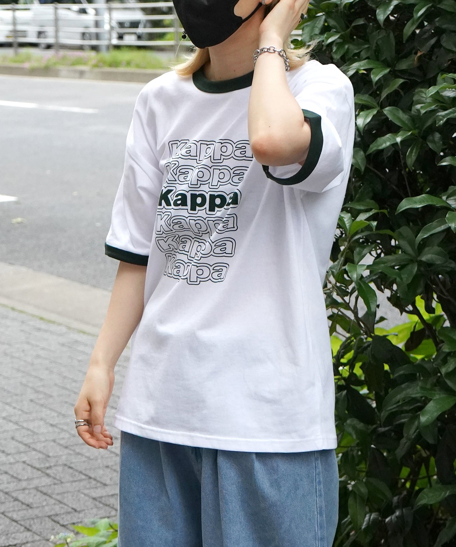 【Kappa】25SS別注 WEB限定 ブランドロゴプリント ビッグシルエット 半袖リンガーTシャツ