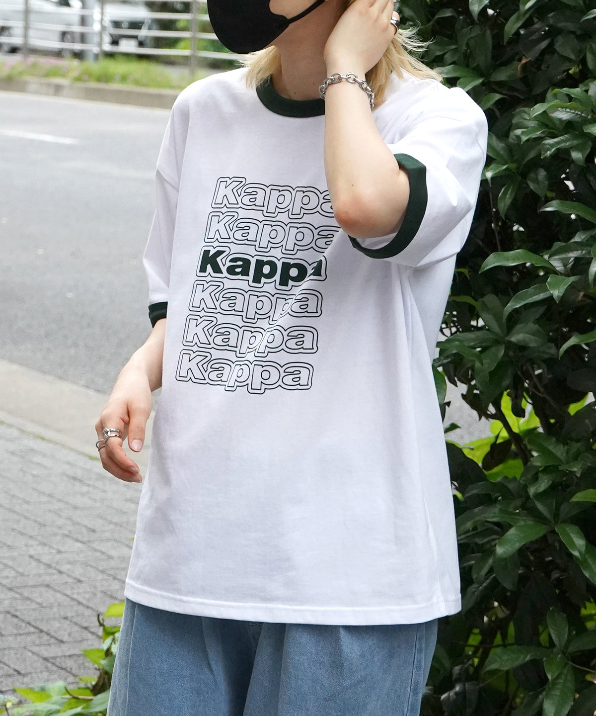 【Kappa】25SS別注 WEB限定 ブランドロゴプリント ビッグシルエット 半袖リンガーTシャツ