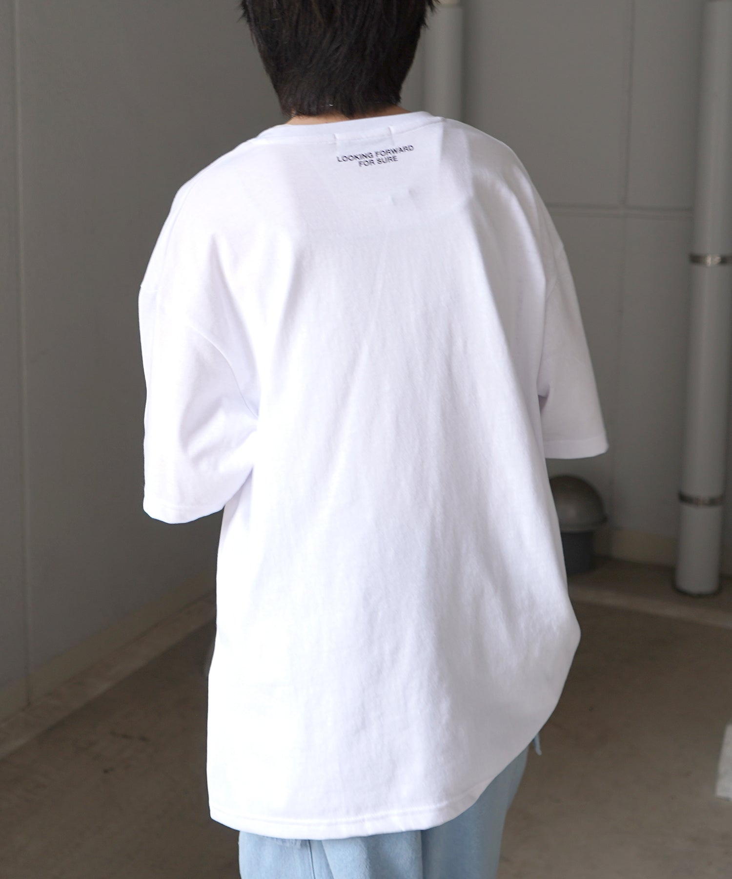 ヒゲオジサンA ワンポイント刺繍ロゴ ビッグシルエット半袖Tシャツ