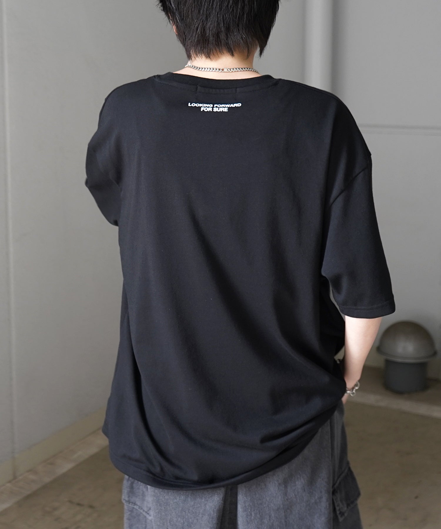 ヒゲオジサンA ワンポイント刺繍ロゴ ビッグシルエット半袖Tシャツ