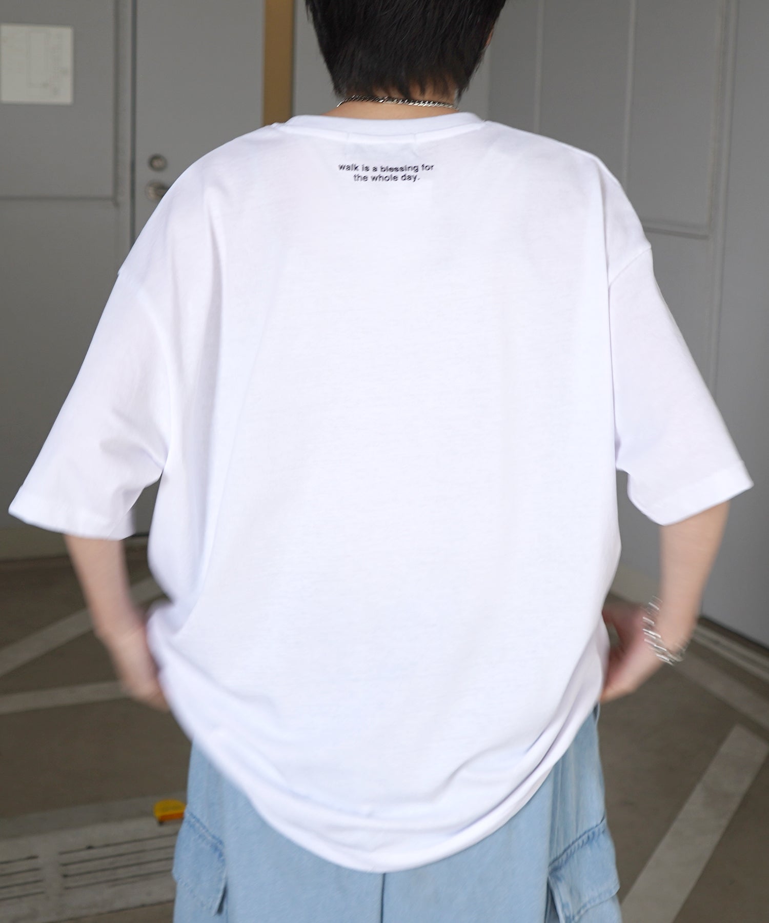 ウォーキングA ワンポイント刺繍ロゴ ビッグシルエット半袖Tシャツ