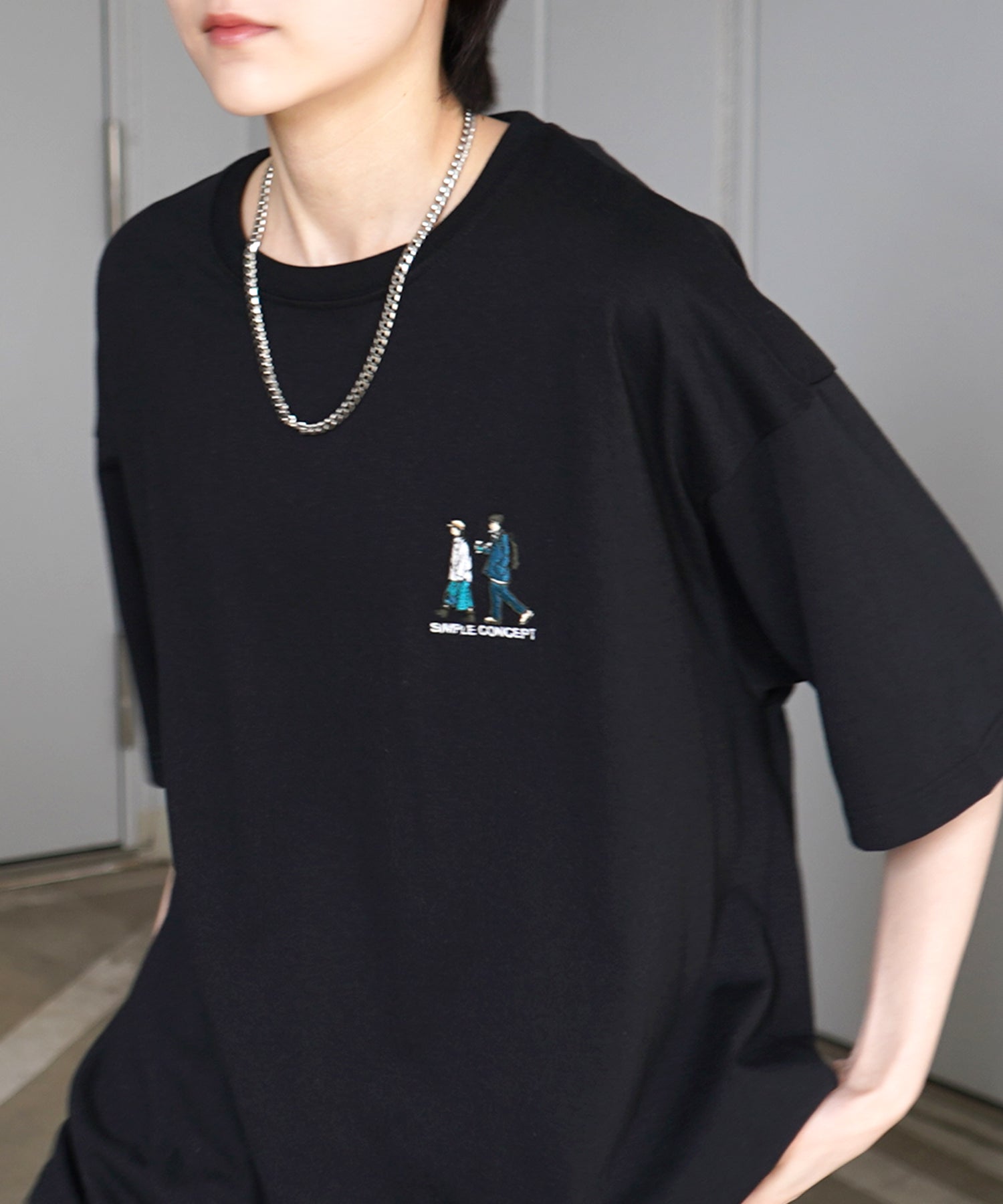 ウォーキングA ワンポイント刺繍ロゴ ビッグシルエット半袖Tシャツ