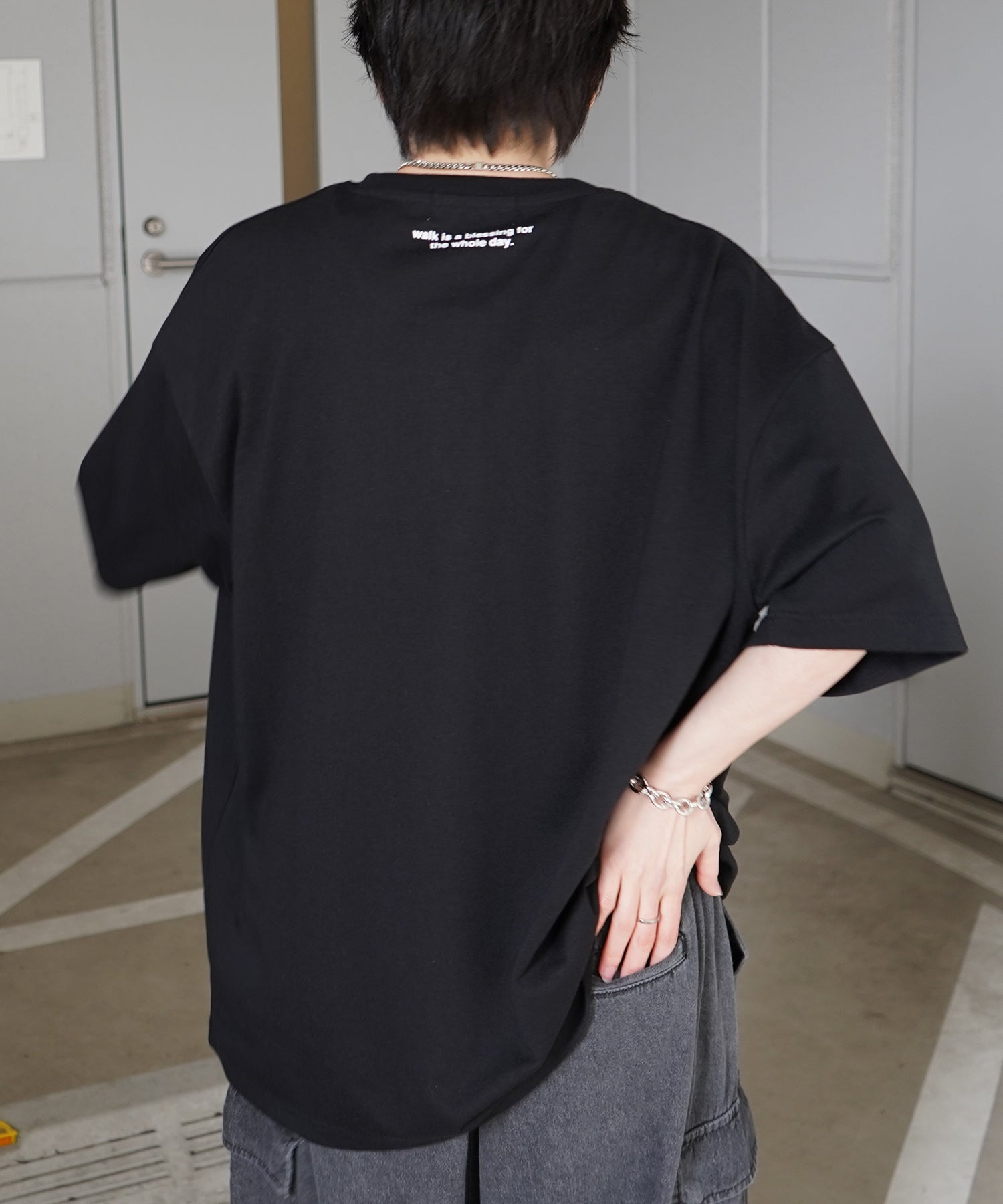 ウォーキングA ワンポイント刺繍ロゴ ビッグシルエット半袖Tシャツ