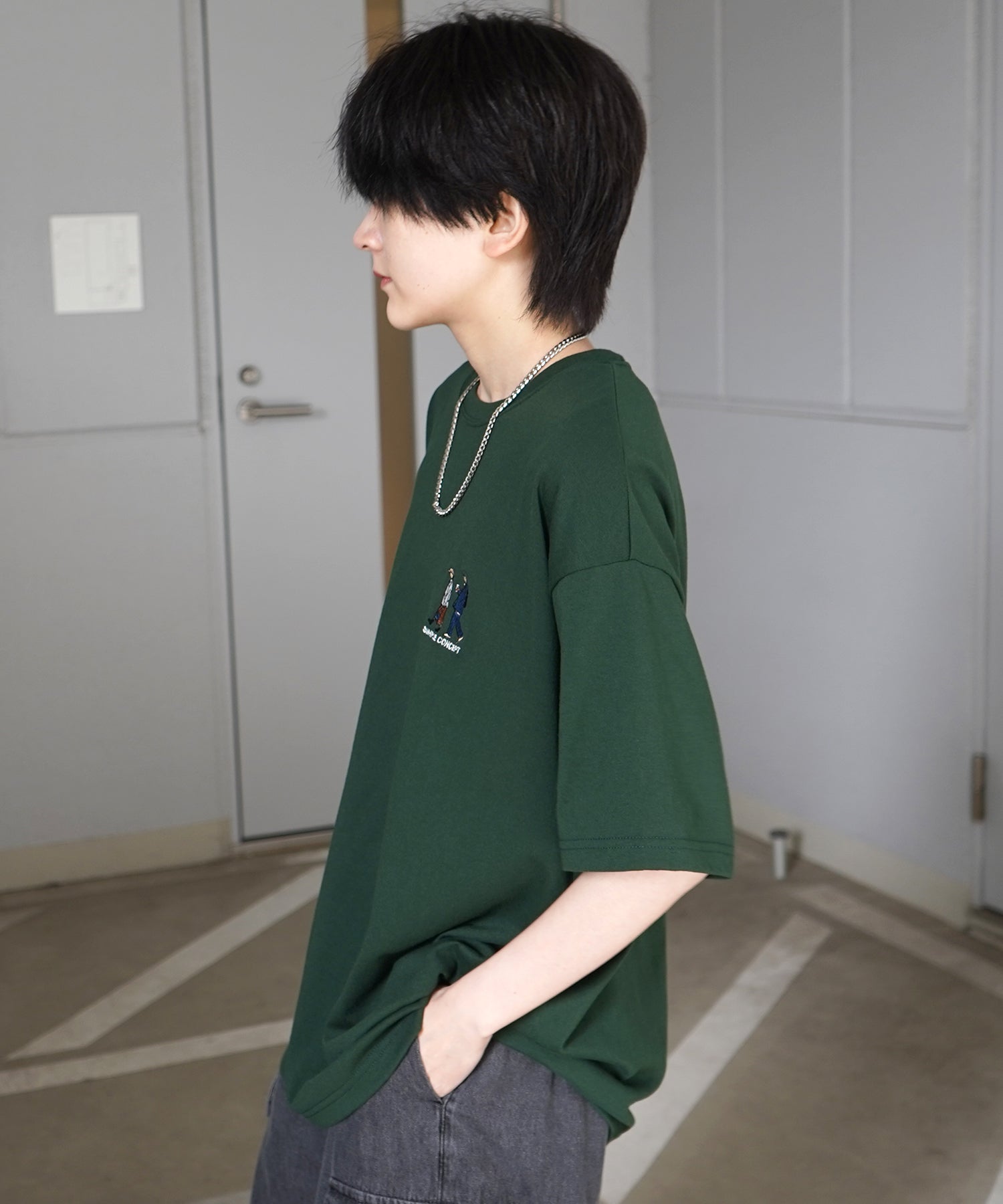 ウォーキングA ワンポイント刺繍ロゴ ビッグシルエット半袖Tシャツ