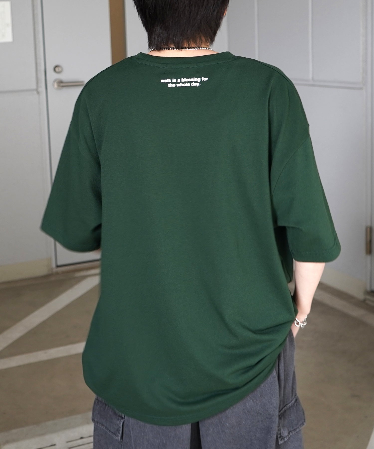 ウォーキングA ワンポイント刺繍ロゴ ビッグシルエット半袖Tシャツ