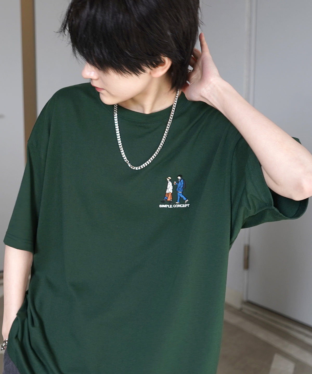 ウォーキングA ワンポイント刺繍ロゴ ビッグシルエット半袖Tシャツ