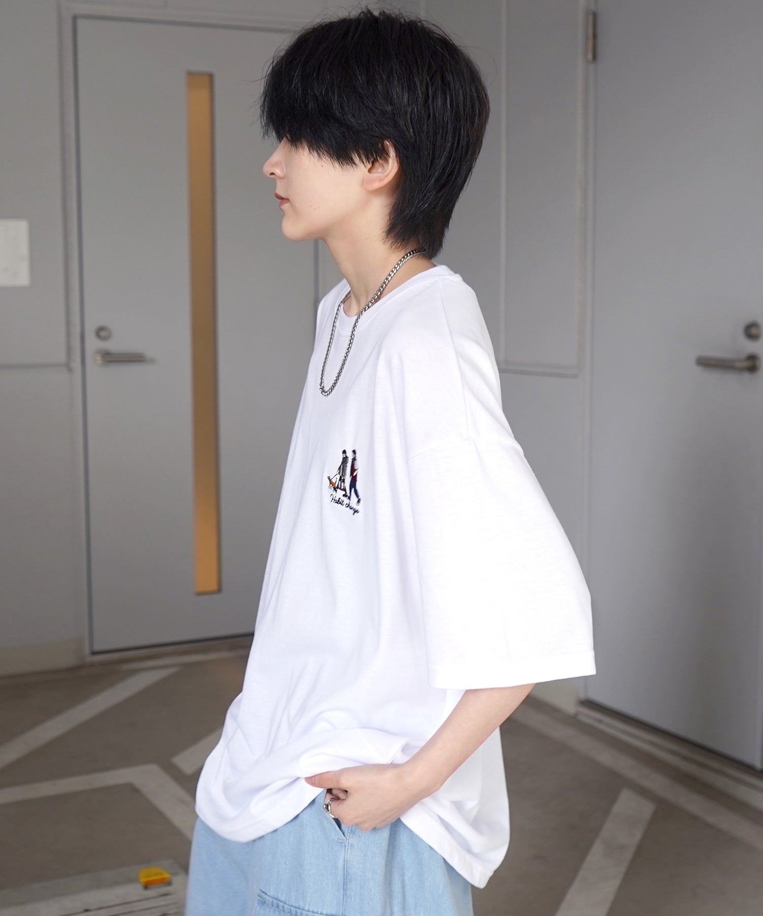 ウォーキングB ワンポイント刺繍ロゴ ビッグシルエット半袖Tシャツ