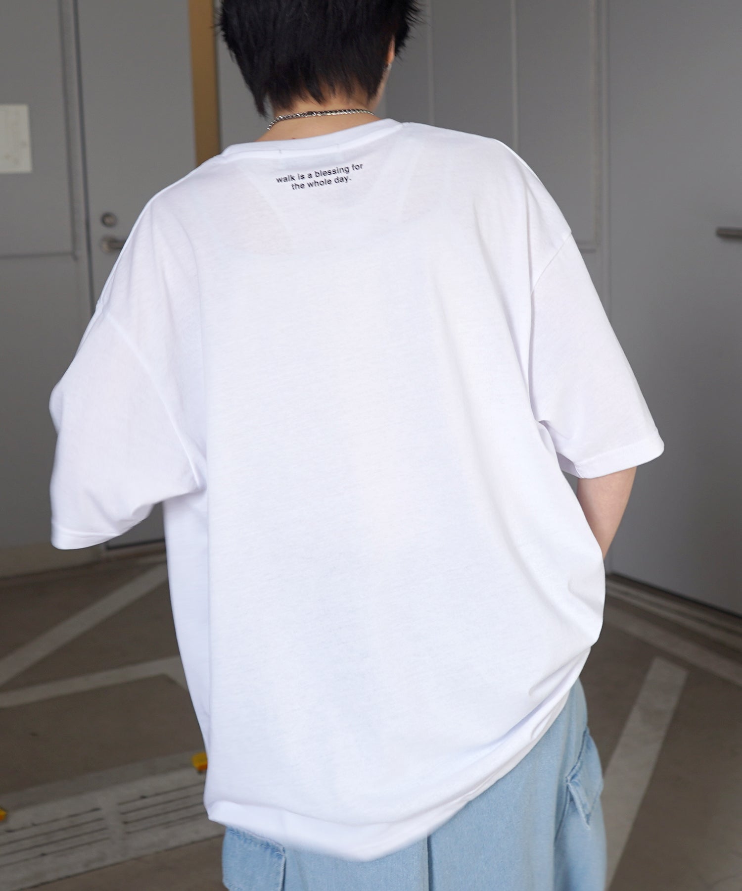 ウォーキングB ワンポイント刺繍ロゴ ビッグシルエット半袖Tシャツ