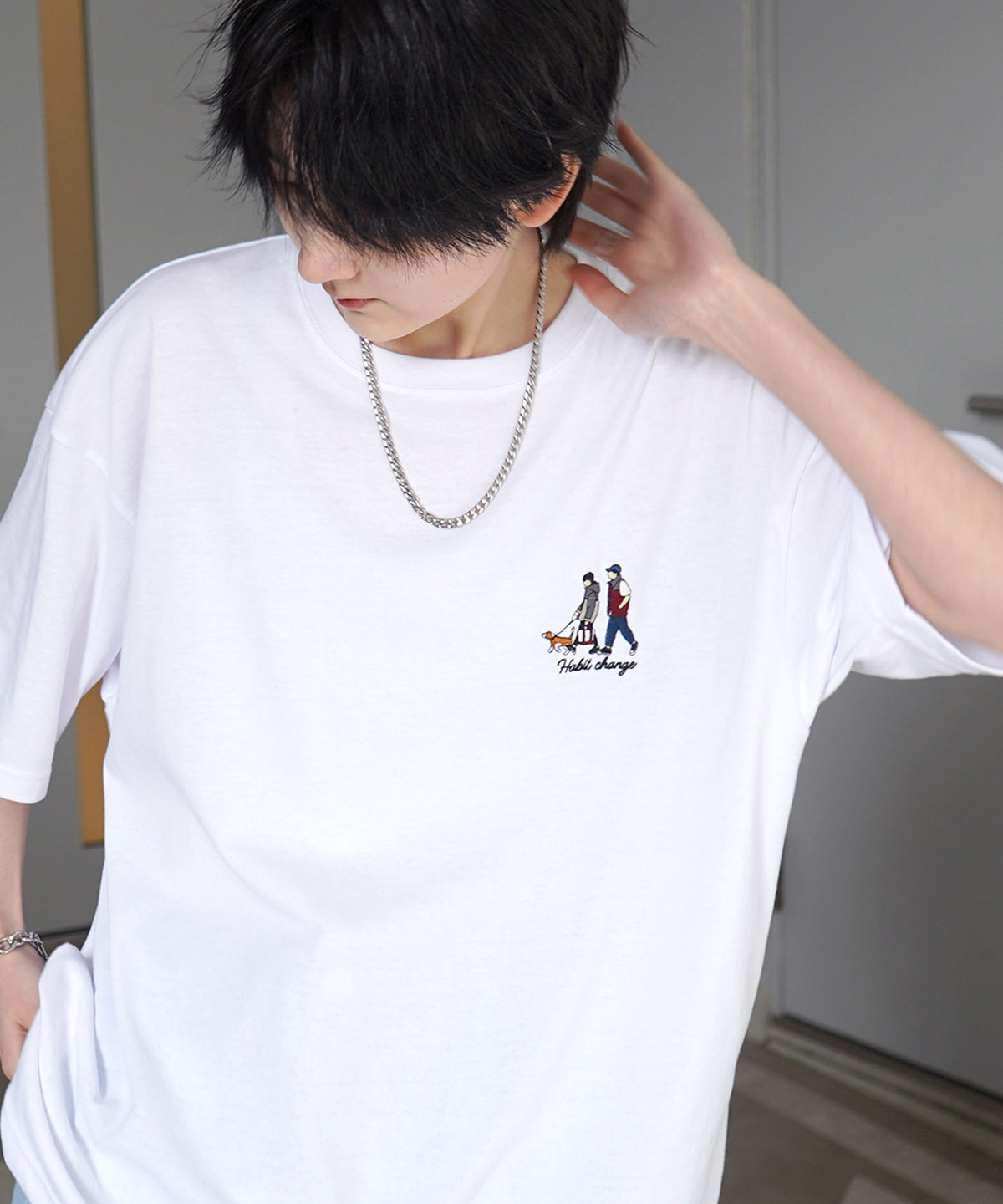 ウォーキングB ワンポイント刺繍ロゴ ビッグシルエット半袖Tシャツ