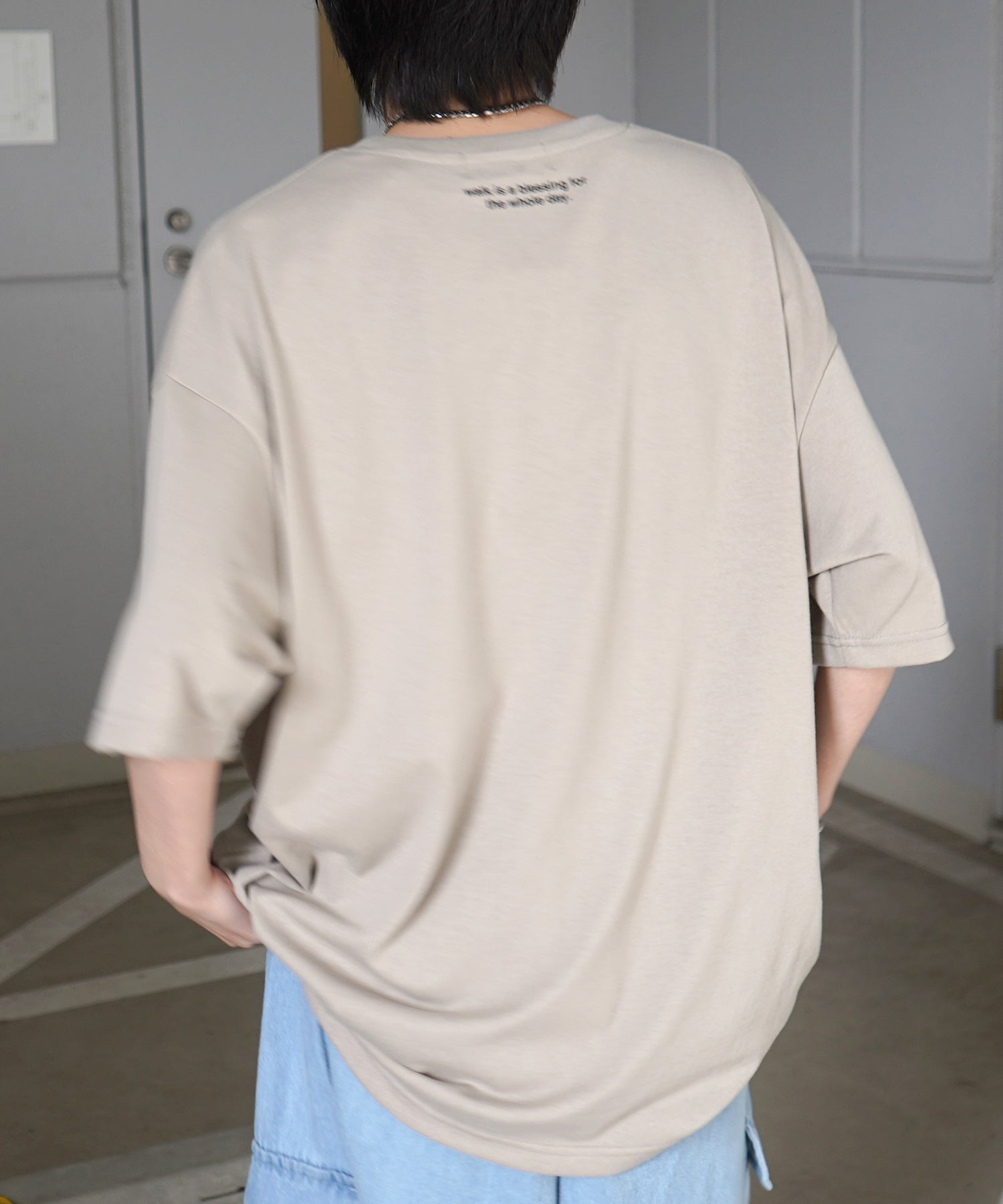 ウォーキングB ワンポイント刺繍ロゴ ビッグシルエット半袖Tシャツ