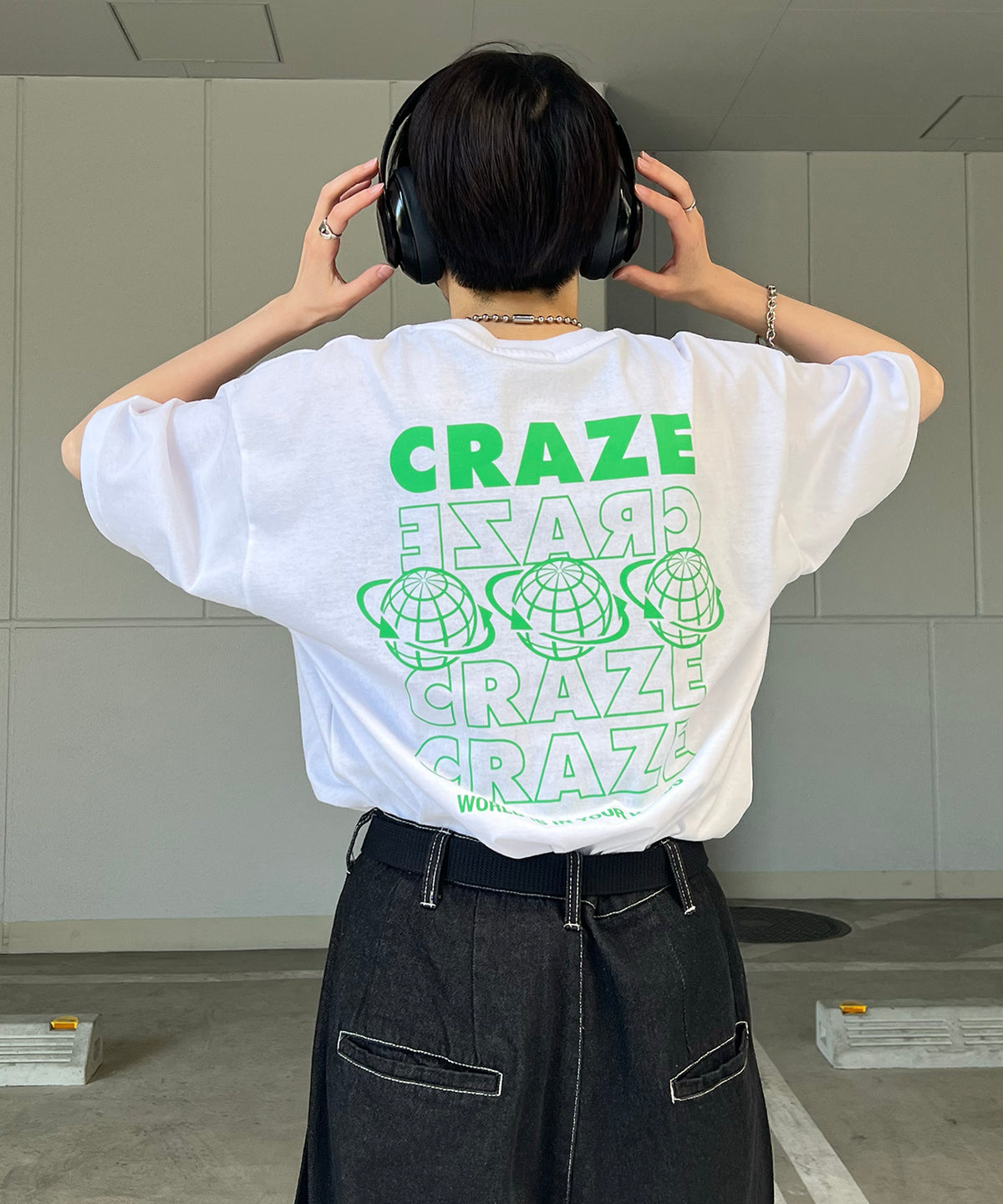 韓国ストリート バックプリントロゴ ビッグシルエット半袖Tシャツ